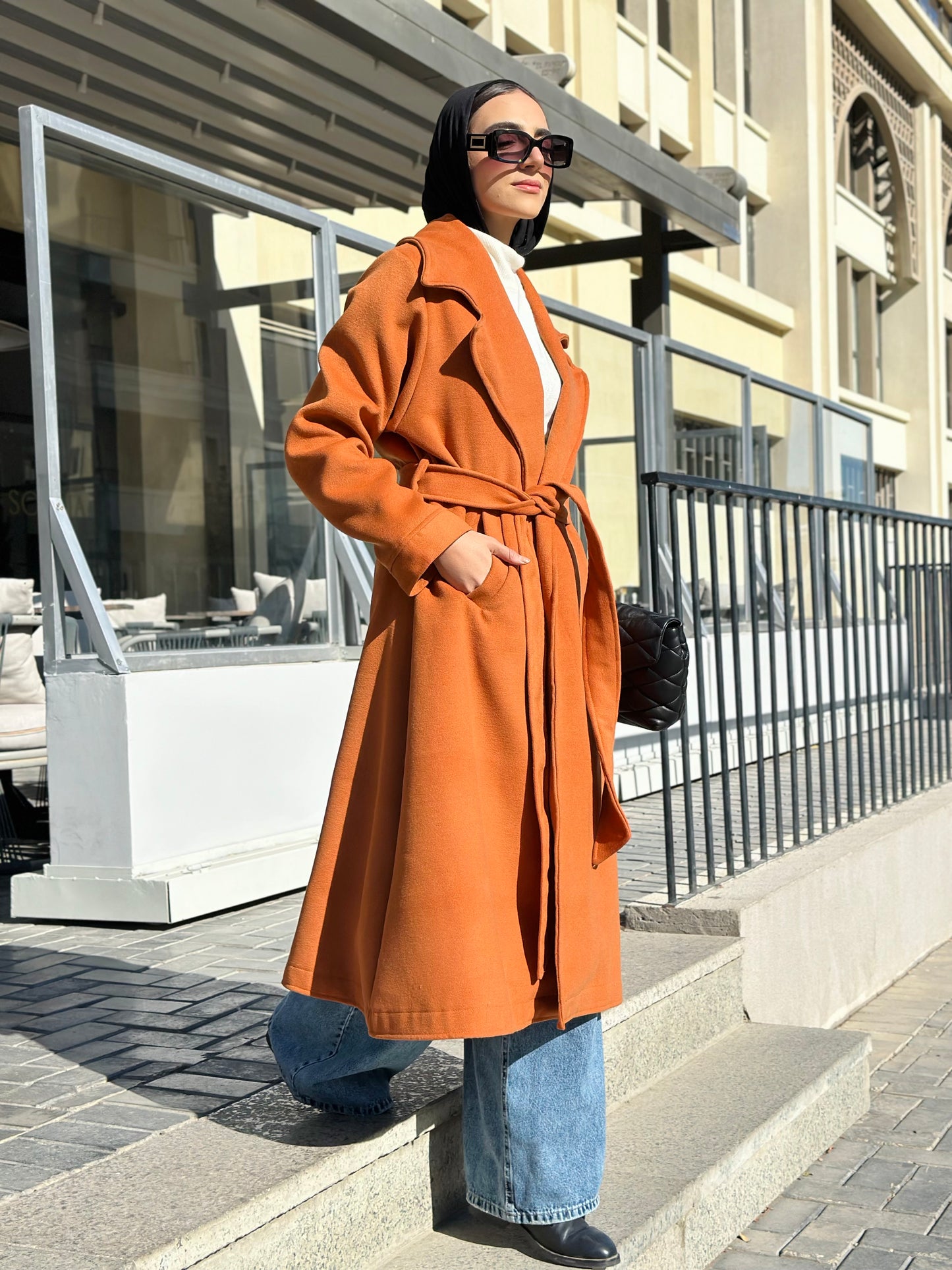 Woolen Trench Coat in Brick