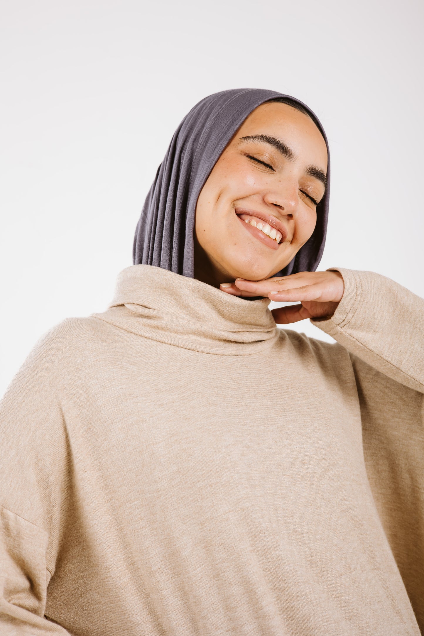 High Low Soft Wool Top in Beige