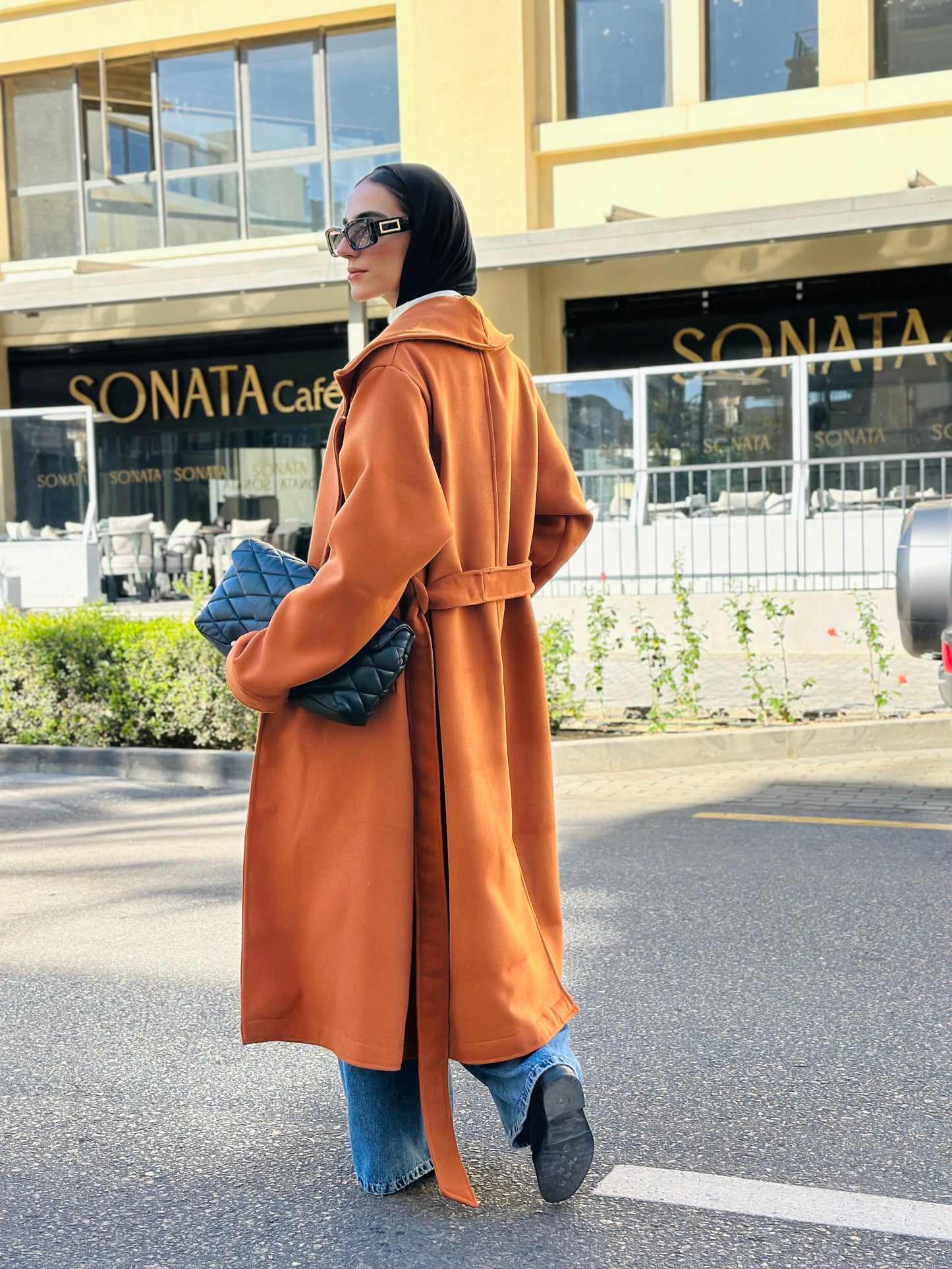Woolen Trench Coat in Brick