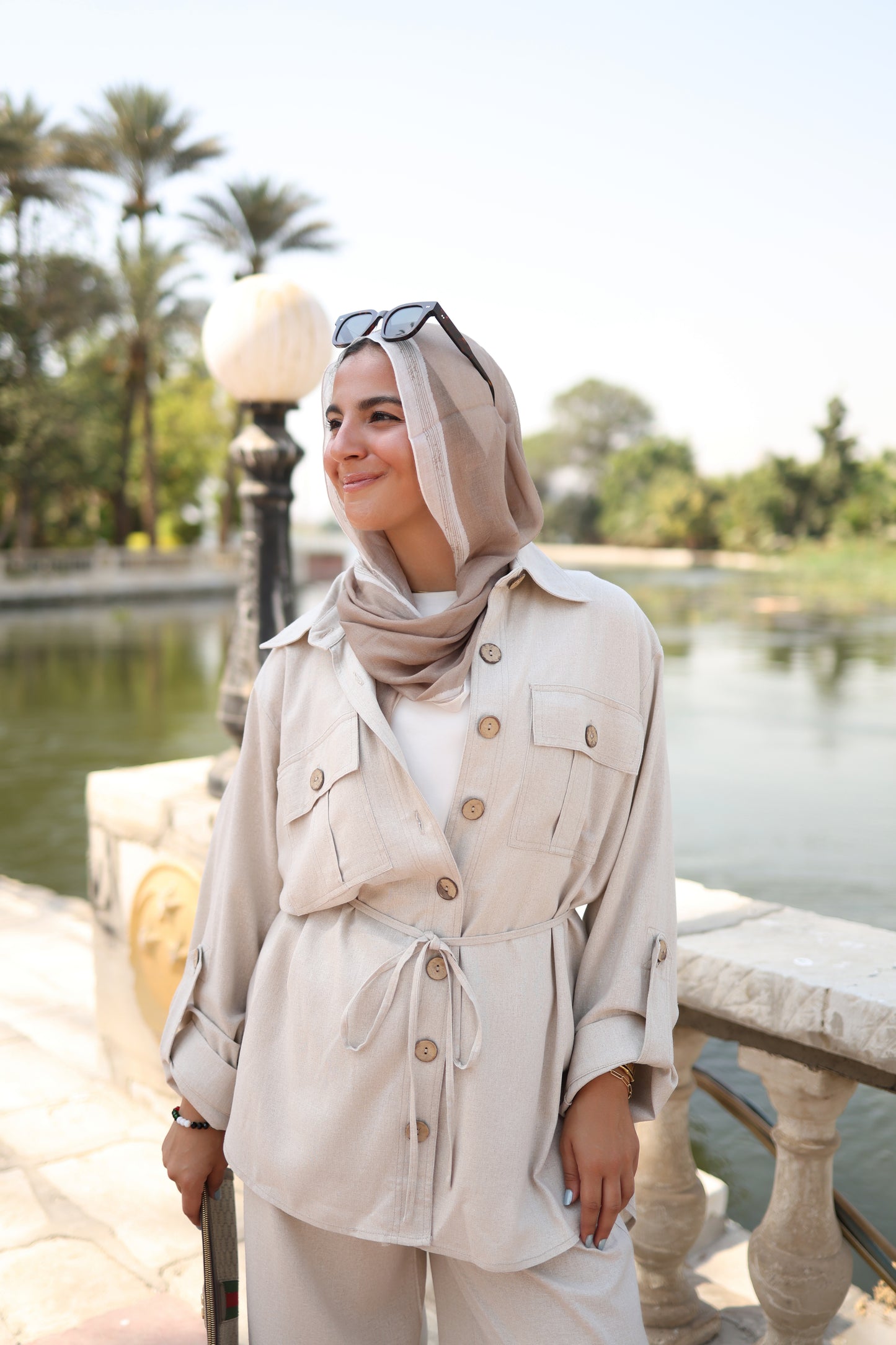 Pockets Linen Shirt in Beige