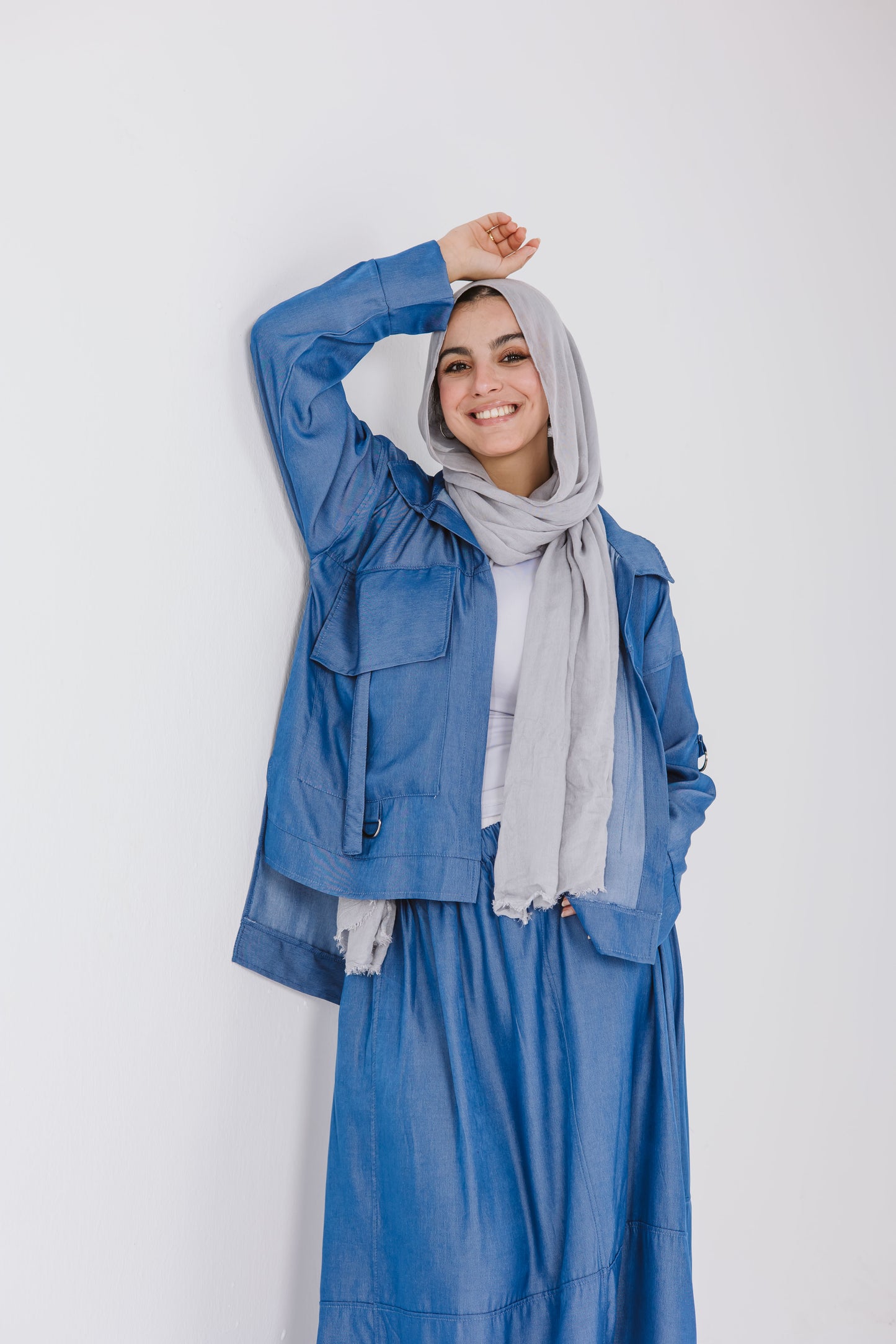 Parachute Skirt Set in Denim Blue