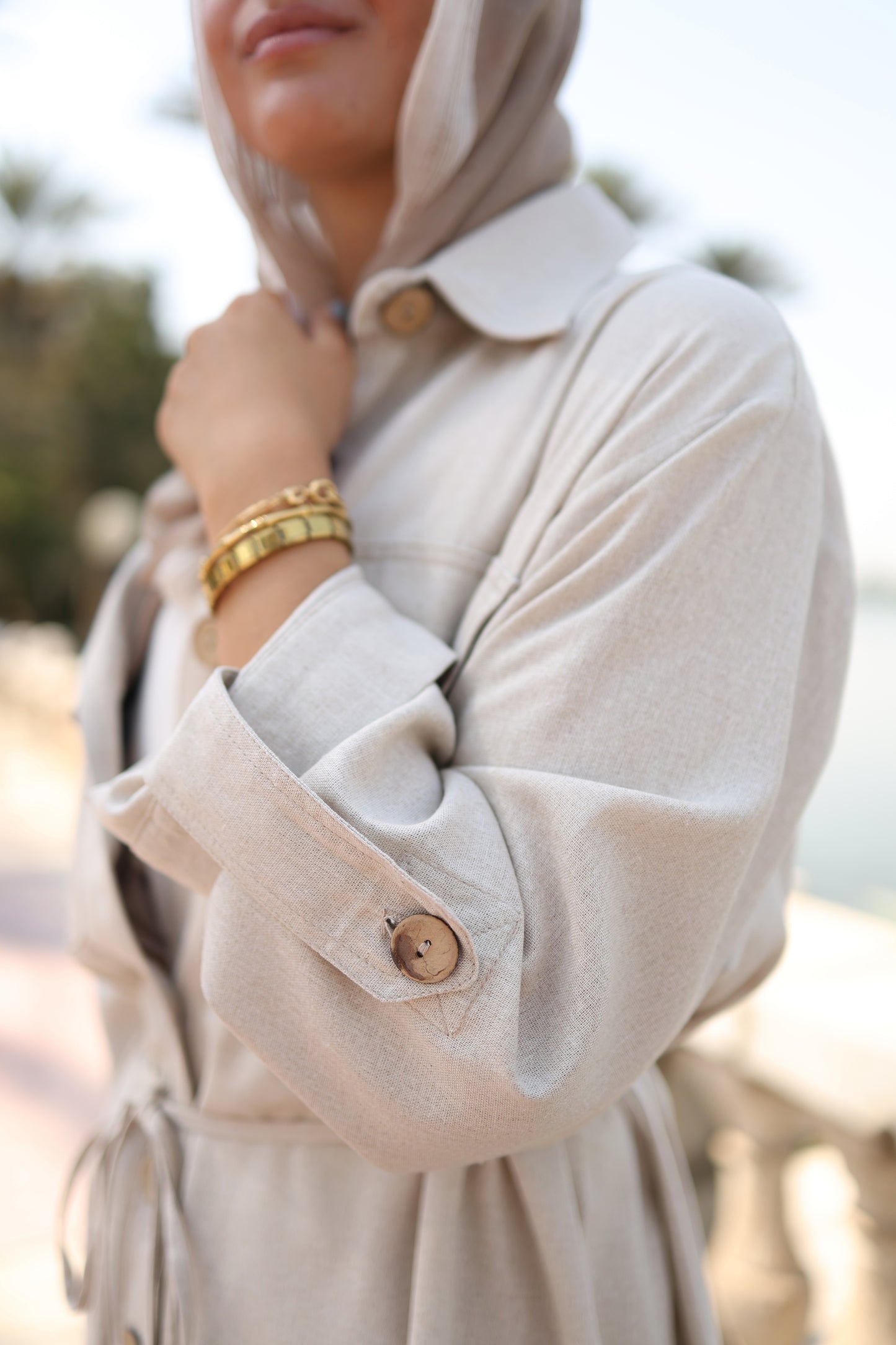 Pockets Linen Shirt in Beige