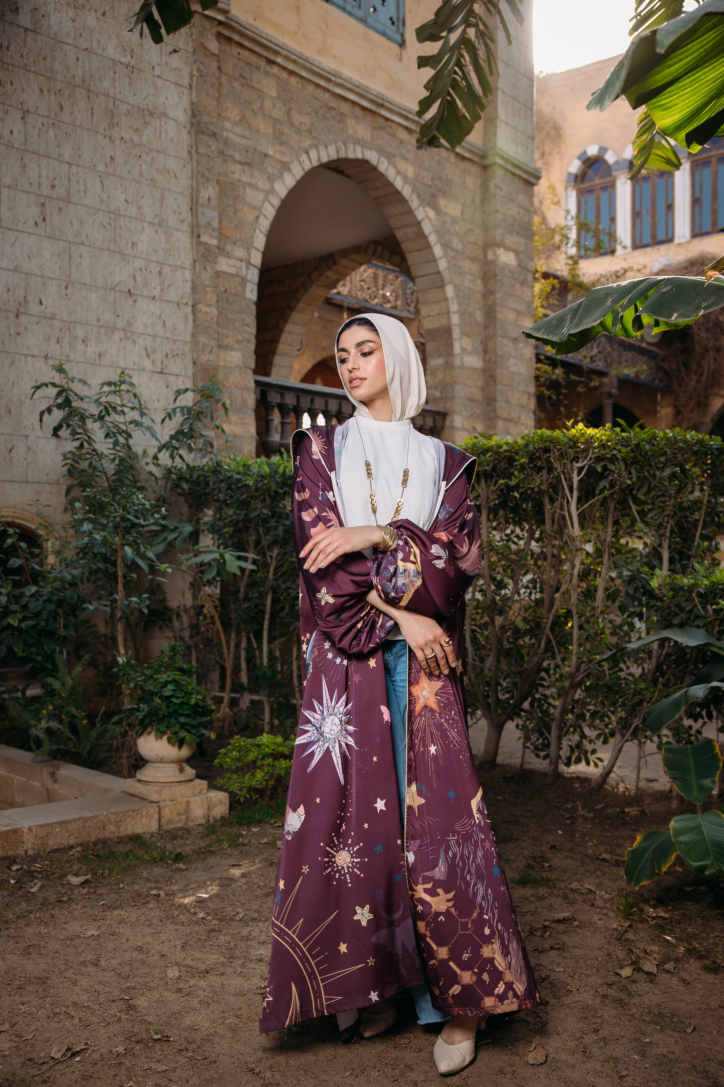 Nojoom puffy sleeves kimono