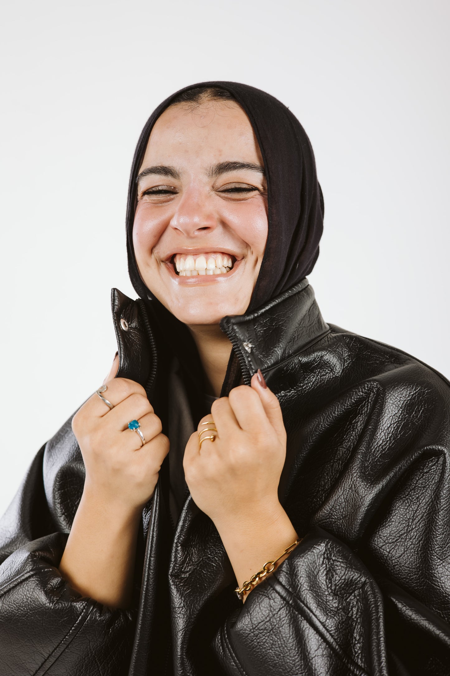 Oversized Leather Jacket in Black
