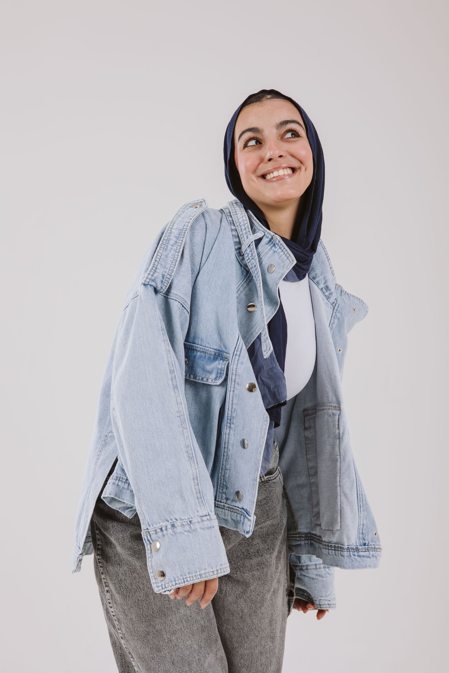 Pockets Denim High Low Jacket
