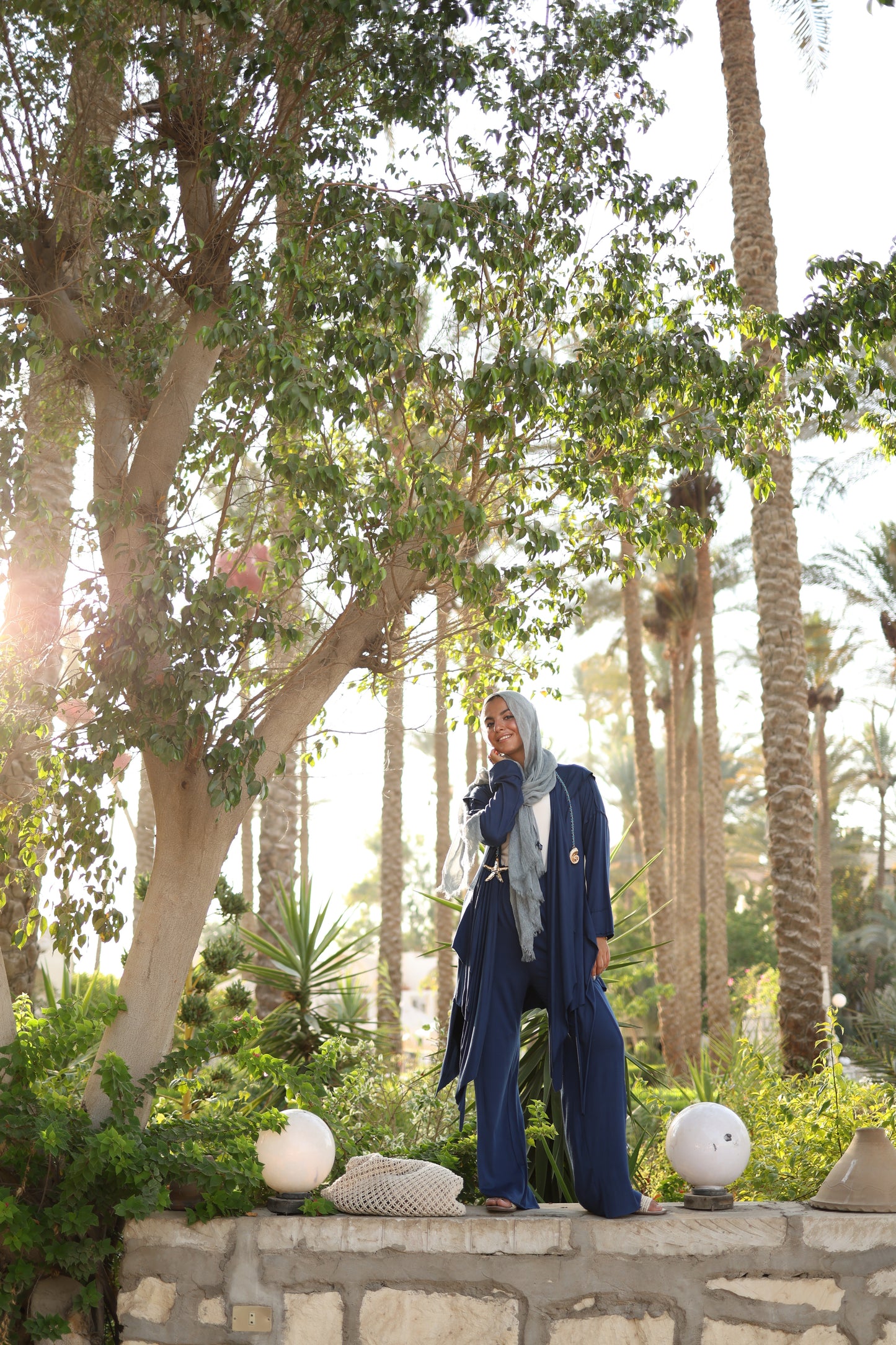 Asymmetrical Wrap Set in Navy Blue