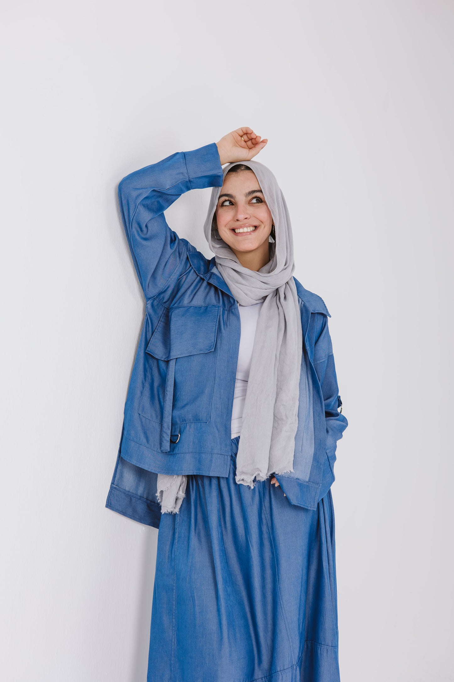 Parachute Skirt Set in Denim Blue