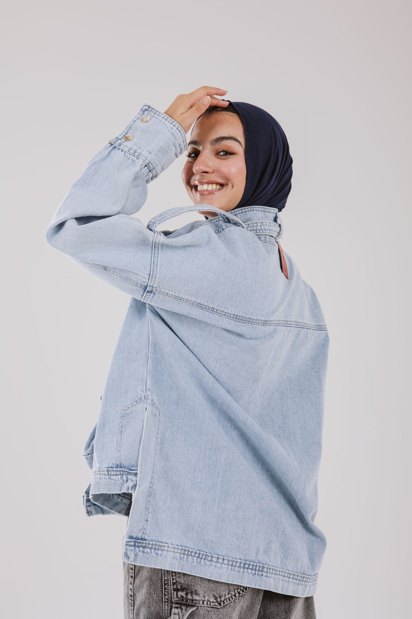 Pockets Denim High Low Jacket