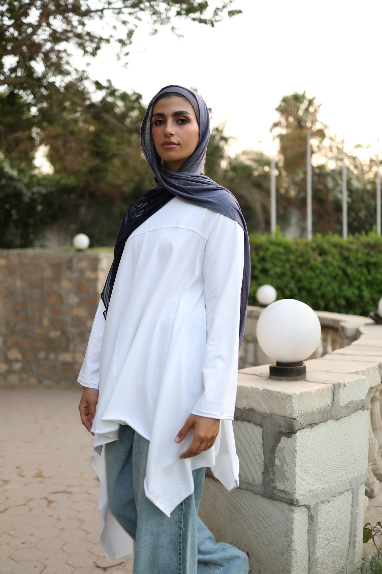 Long Side Cotton Top in White