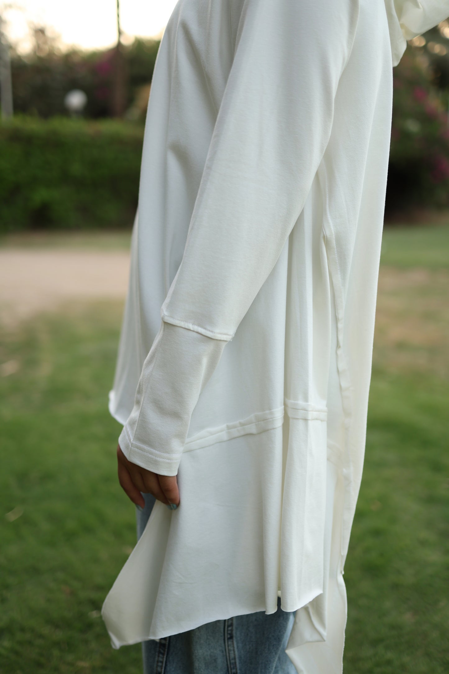 Stitches Side Cotton Top in White