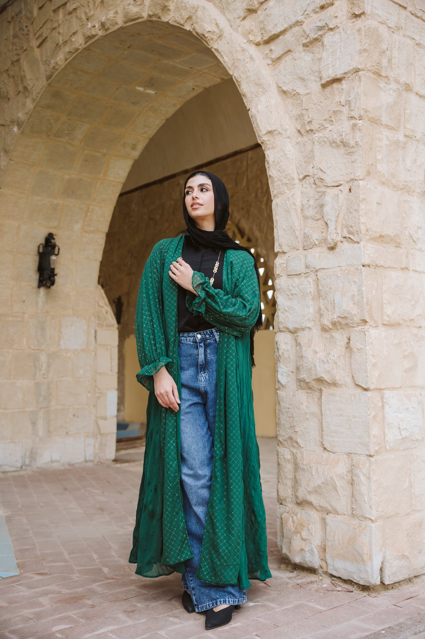 Sahar Kaftan in Emerald Green