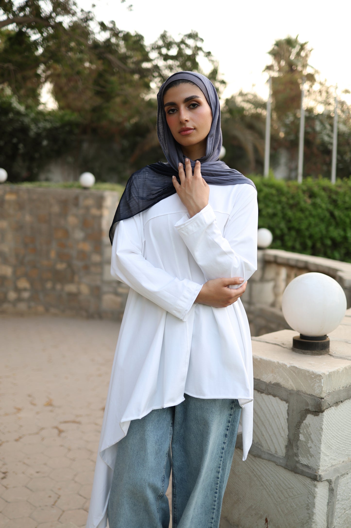 Long Side Cotton Top in White