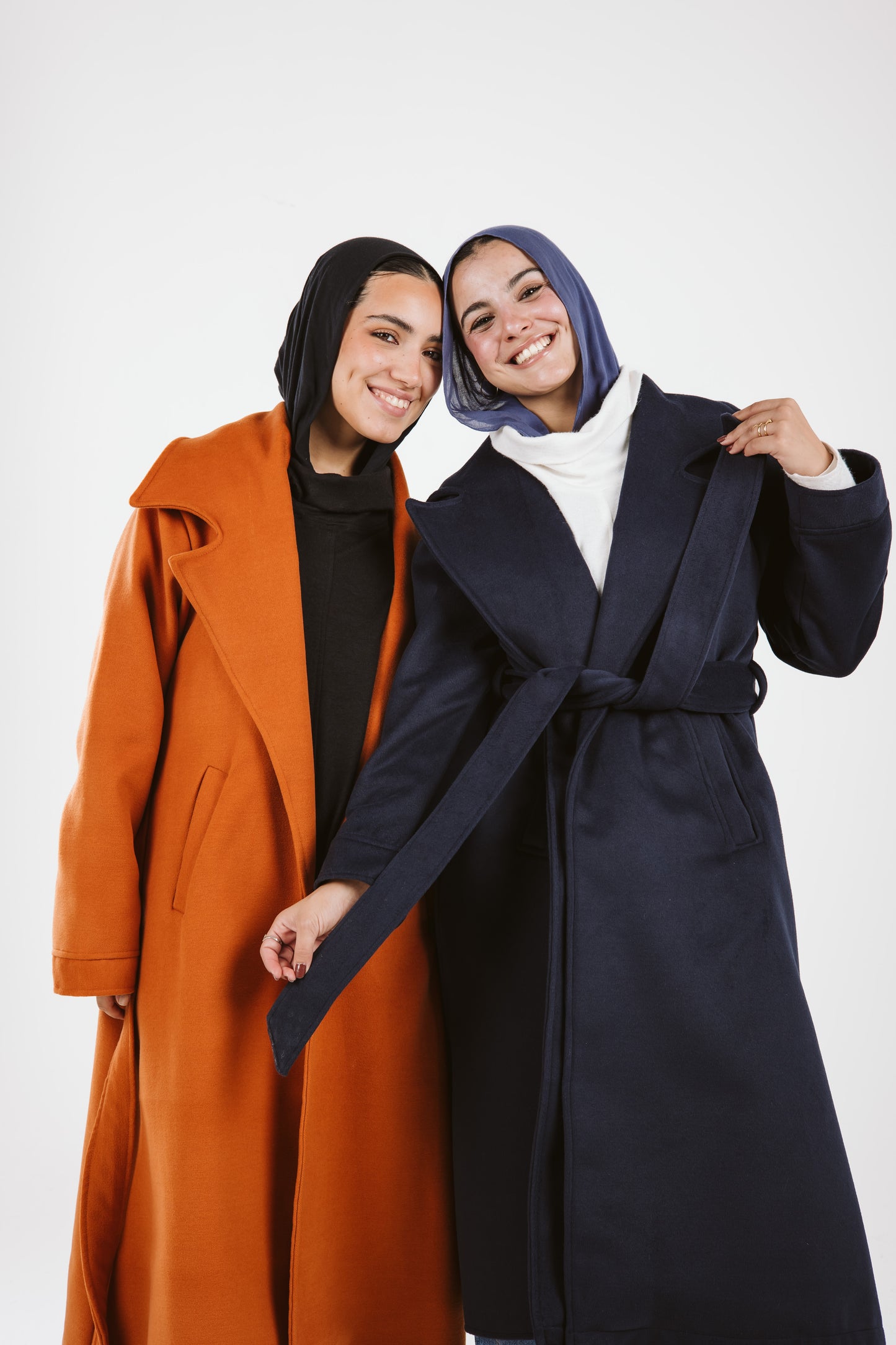Woolen Trench Coat in Navy Blue