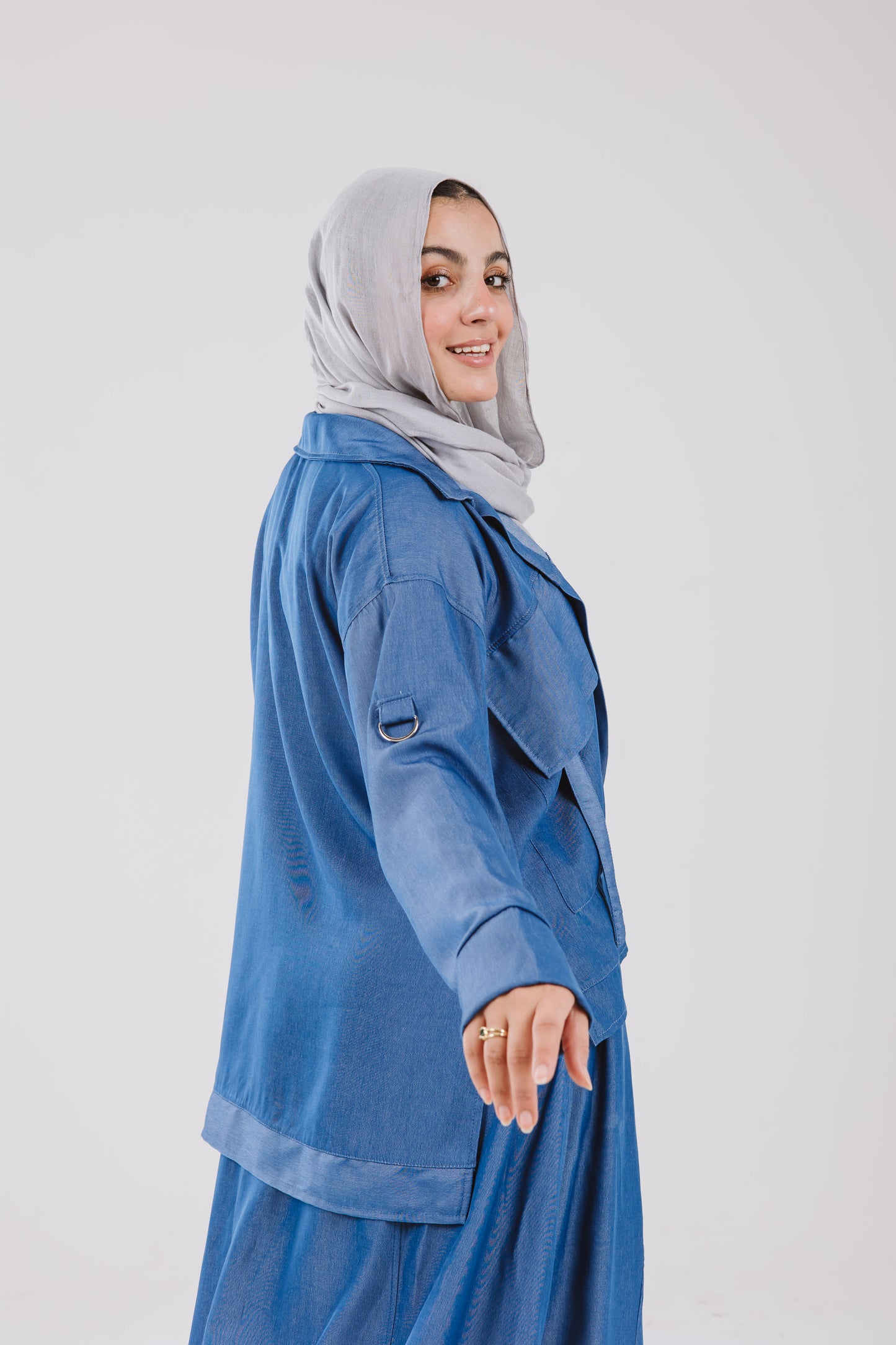Parachute Skirt Set in Denim Blue
