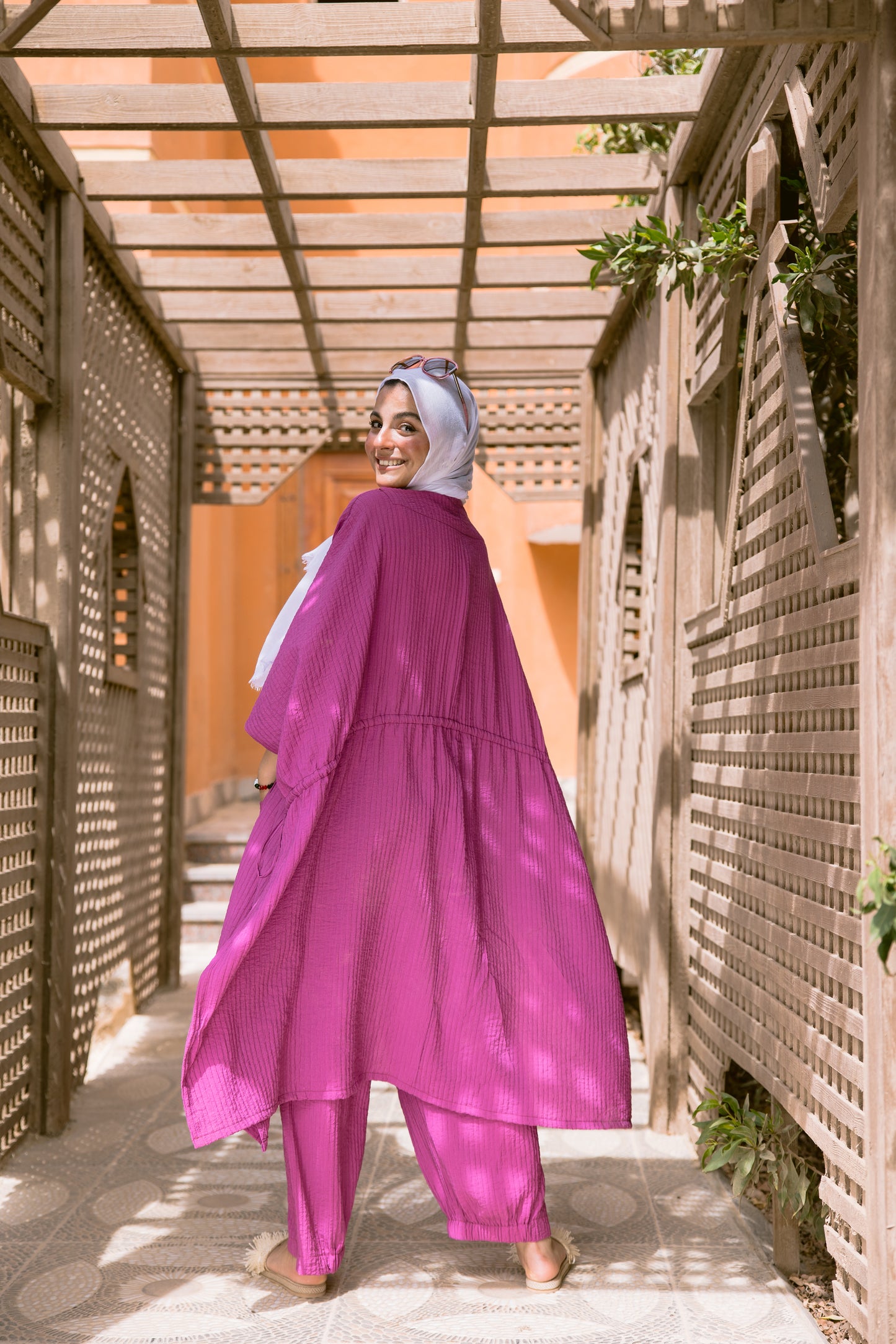 Puffy Sleeves Pleated Set in Mulberry