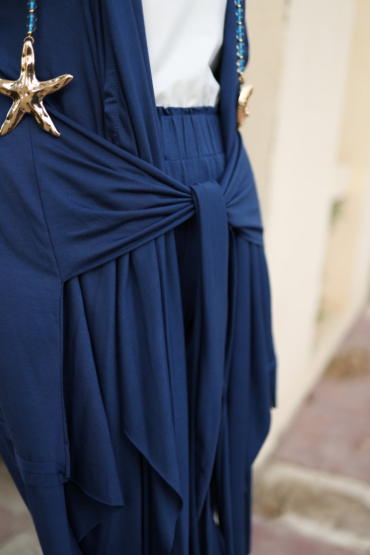 Asymmetrical Wrap Set in Navy Blue