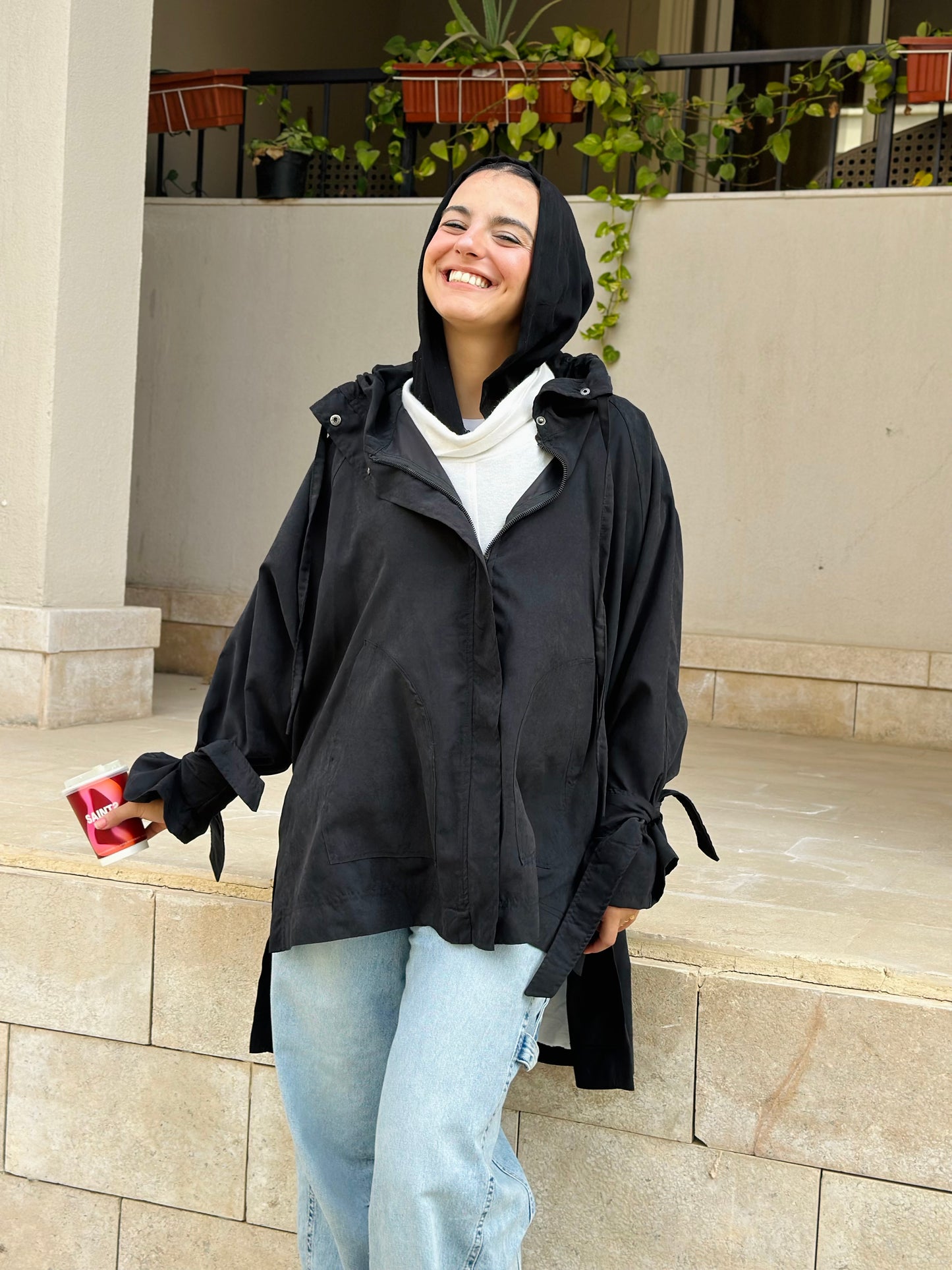 High Low oversized Jacket in Black