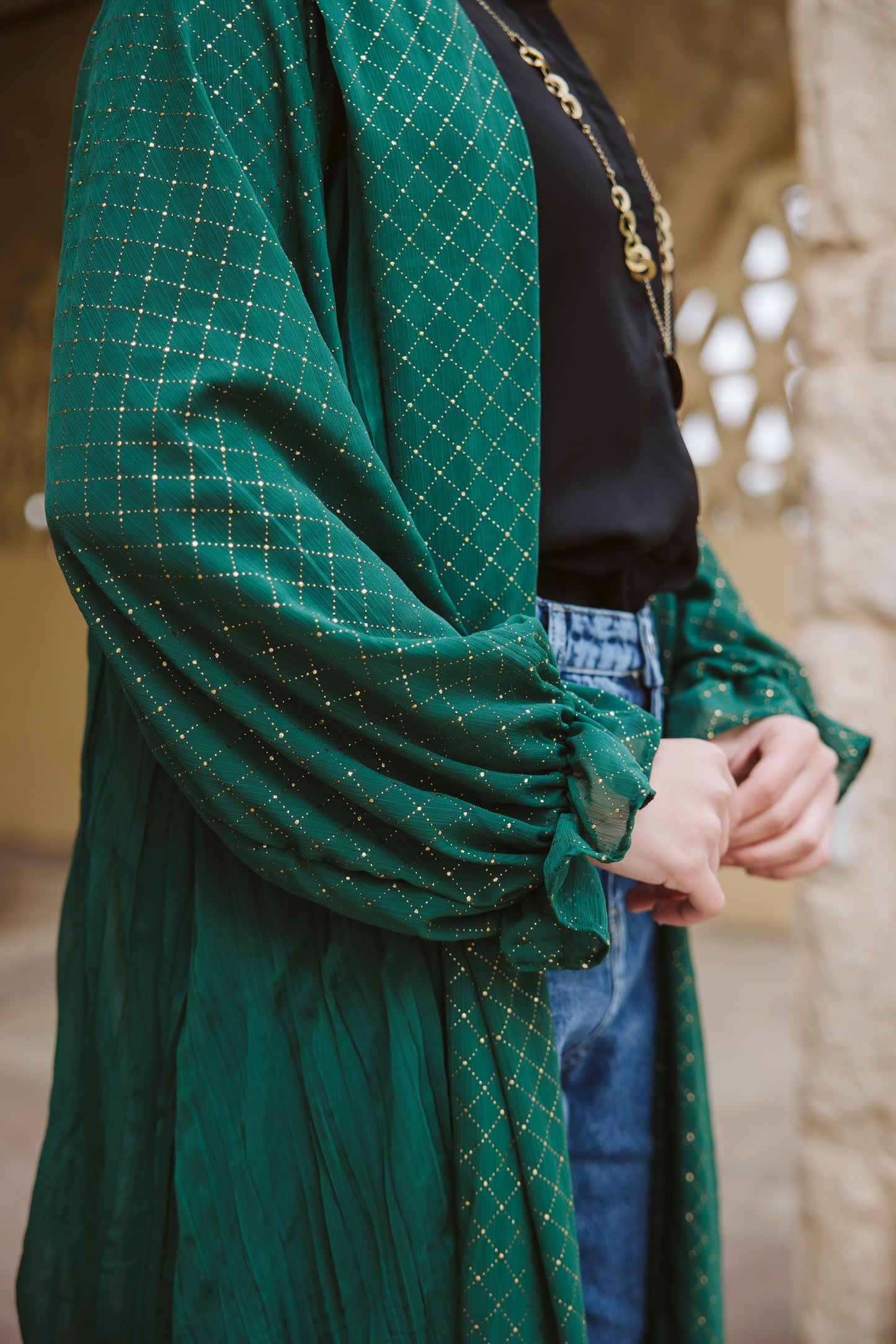 Sahar Kaftan in Emerald Green