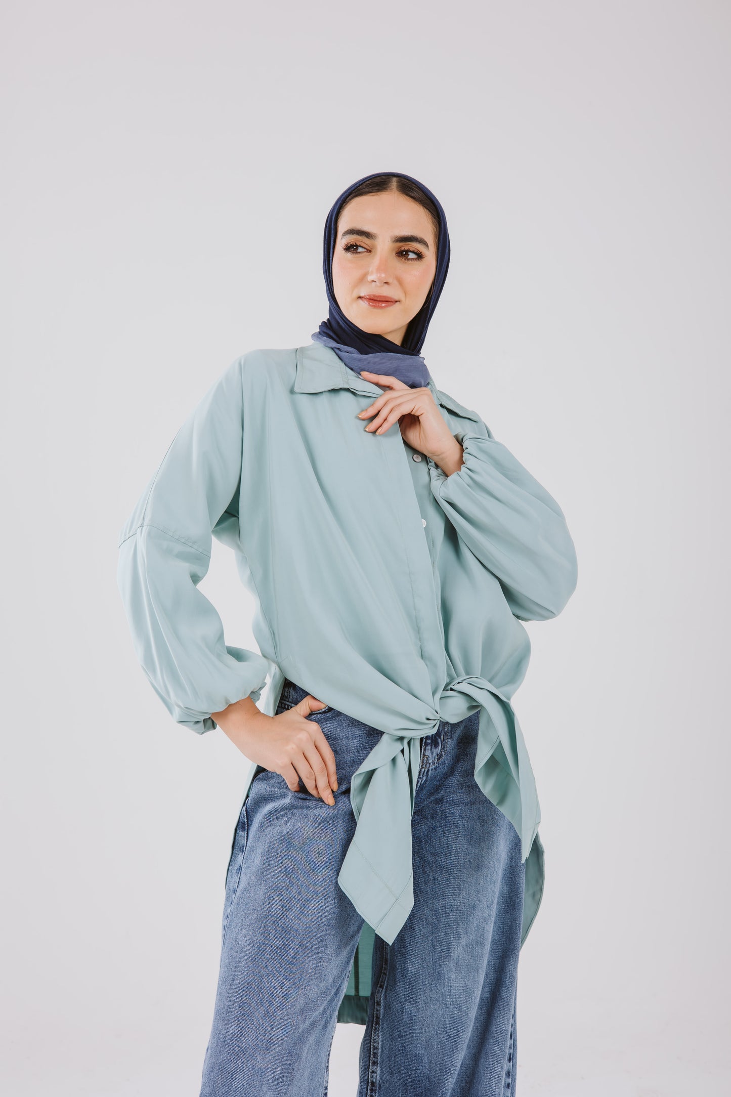 Puffy Sleeves Shirt in in Mint