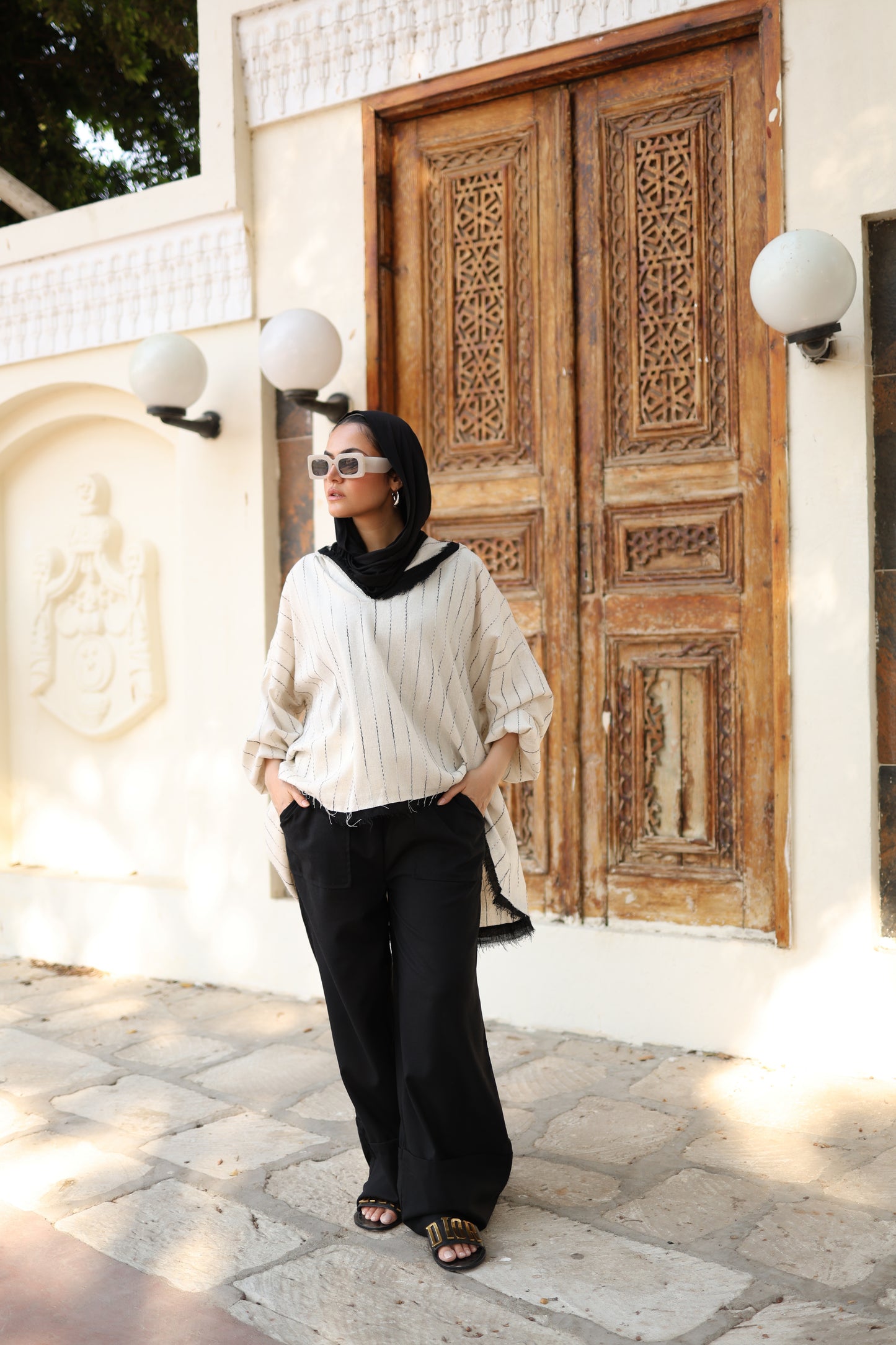 Wide Linen Pants in Black