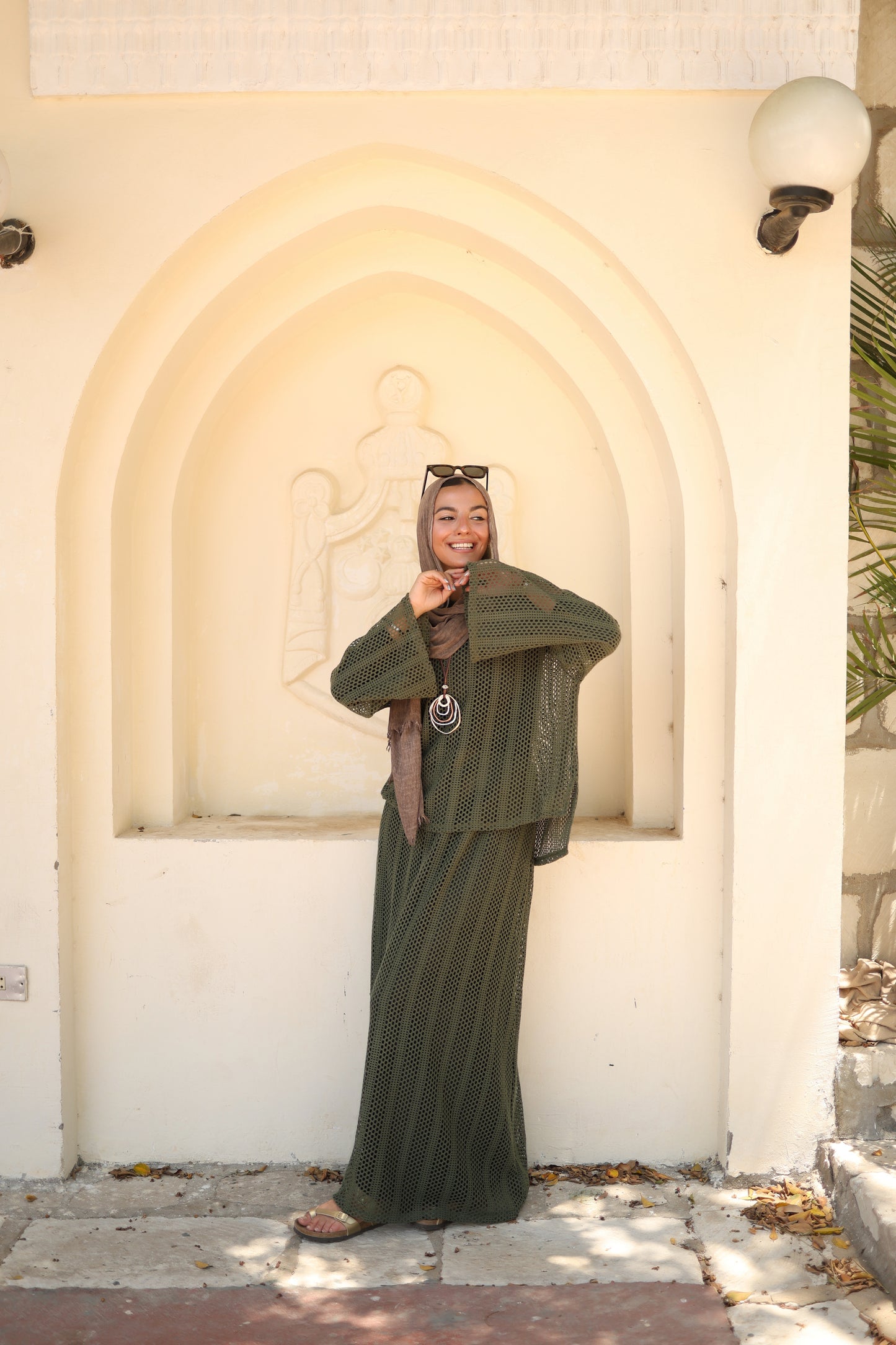 Knittned Skirt Set in Olive