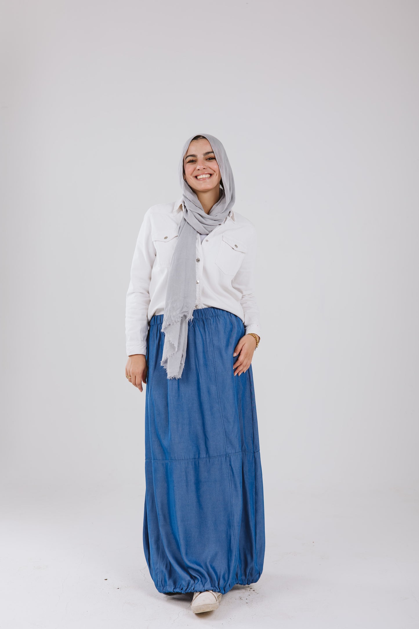 Parachute Skirt Set in Denim Blue