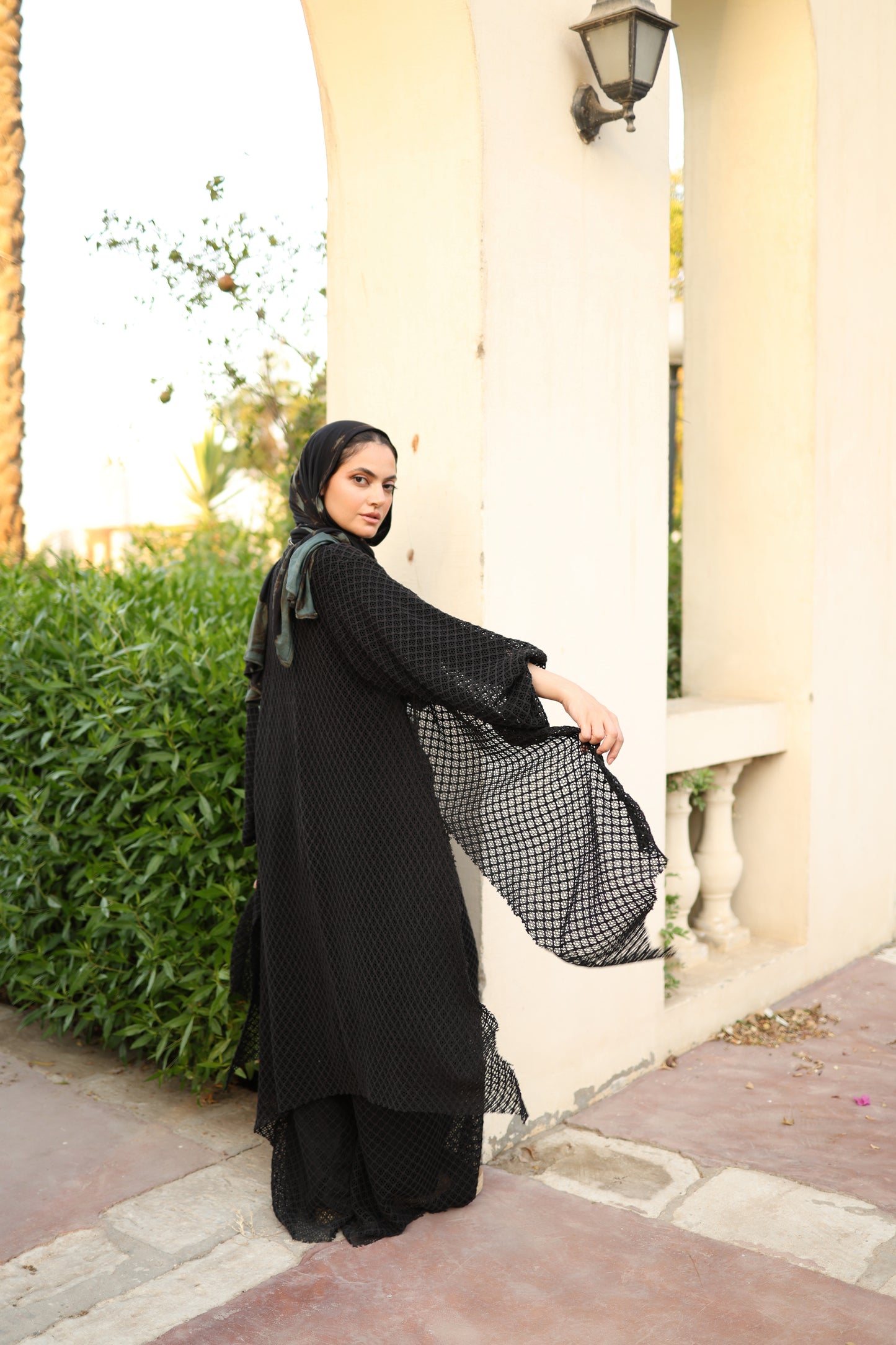 Cardigan Net Set in Black