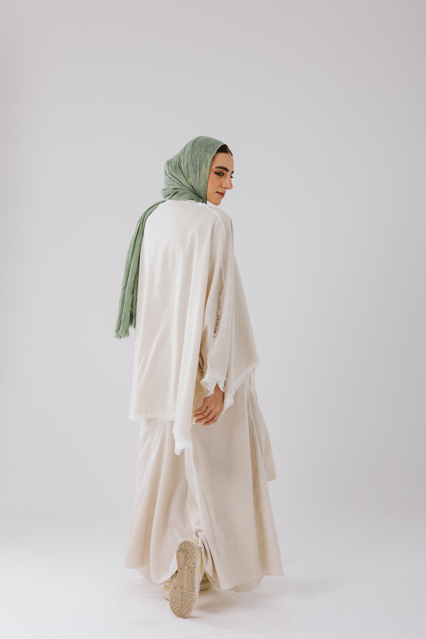 Linen oversized High Low Linen Top in Beige