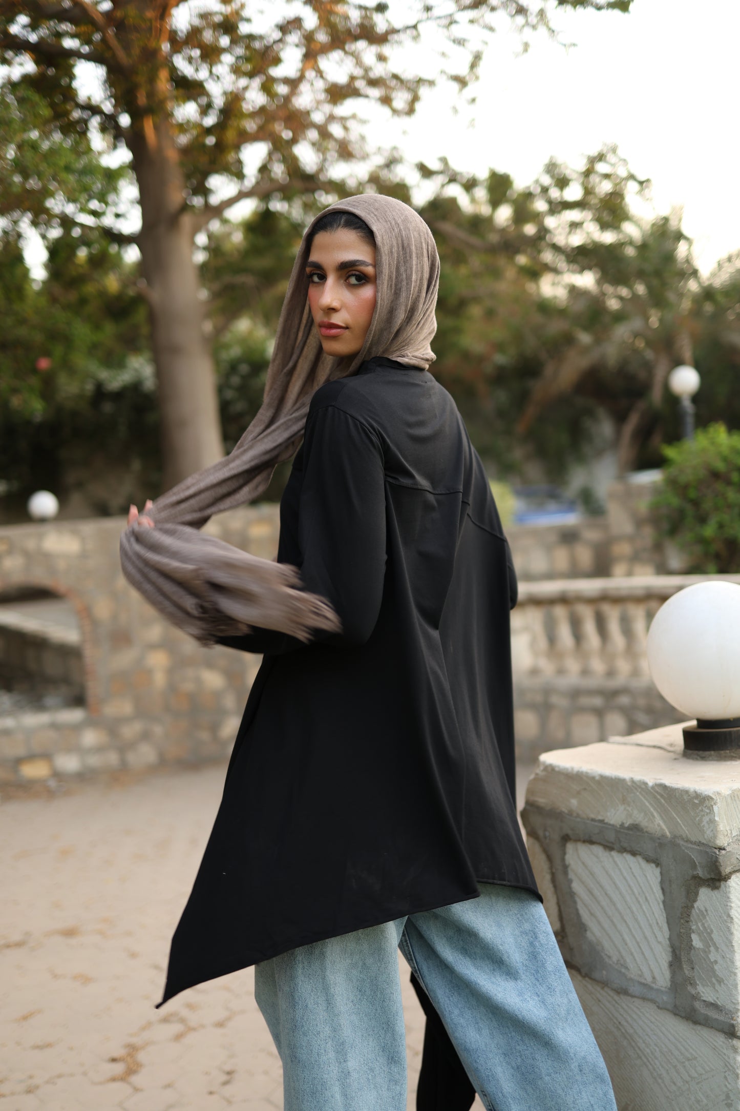 Long Side Cotton Top in Black
