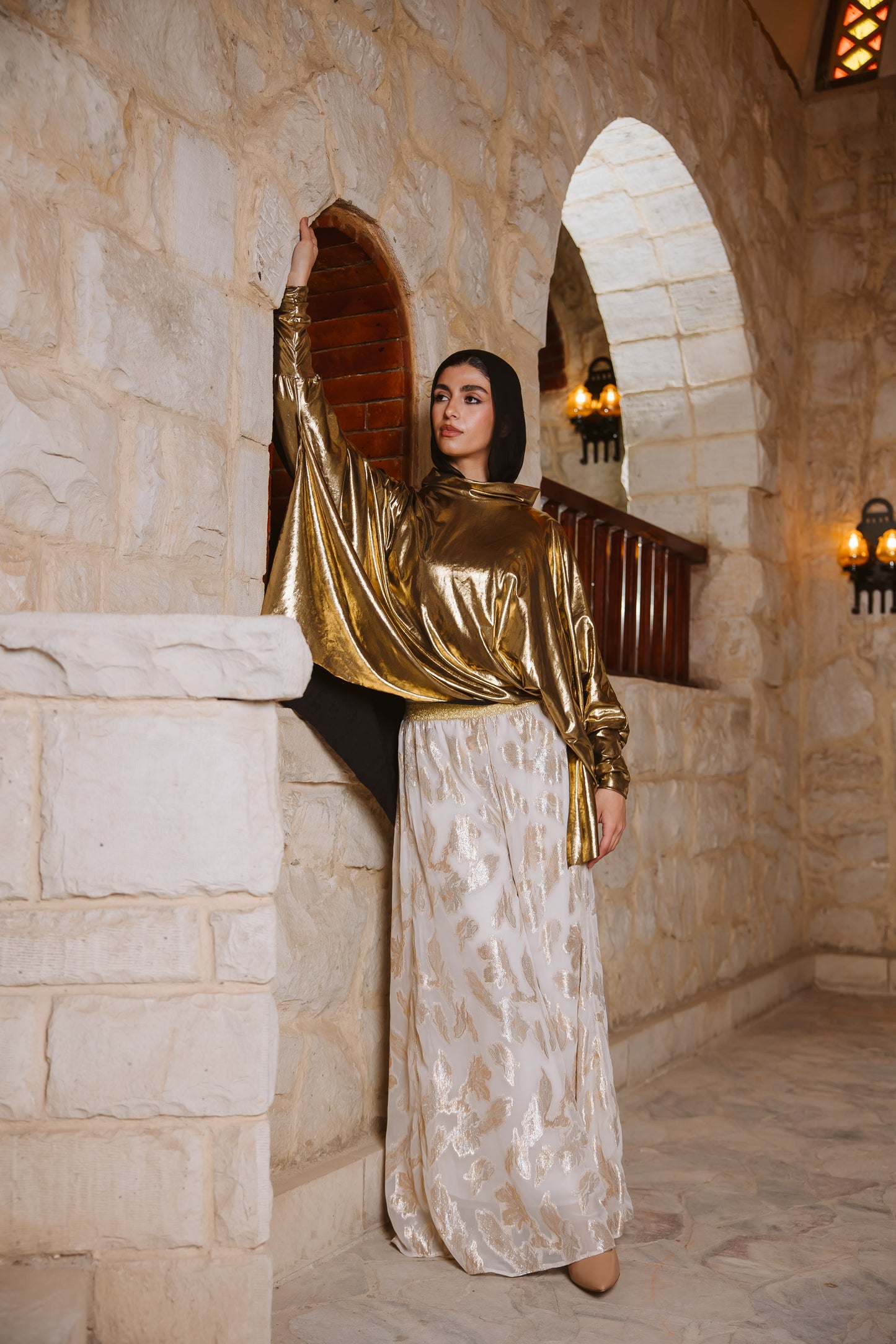 Royal Flowy Pants in Off White