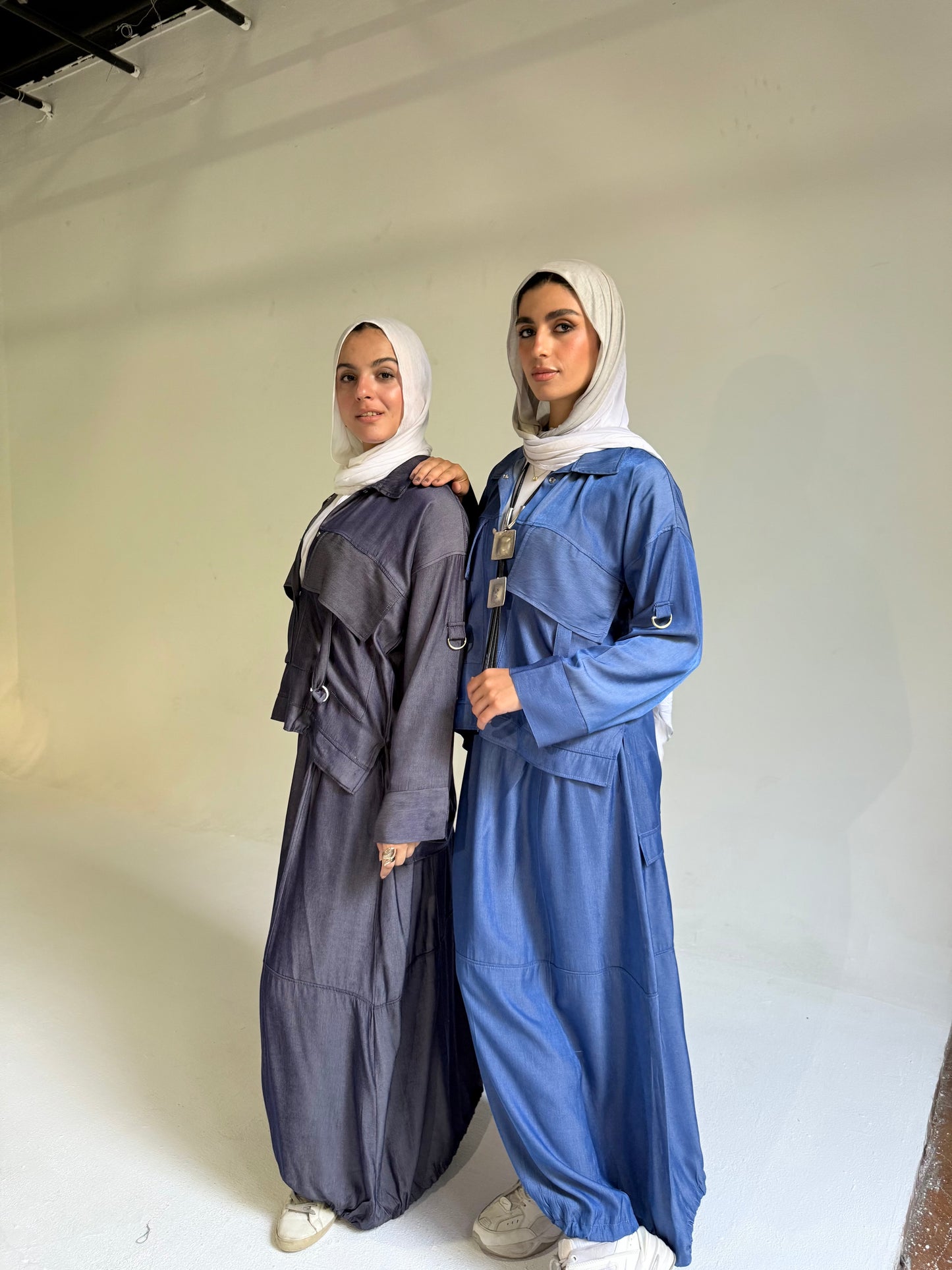 Parachute Skirt Set in Denim Blue