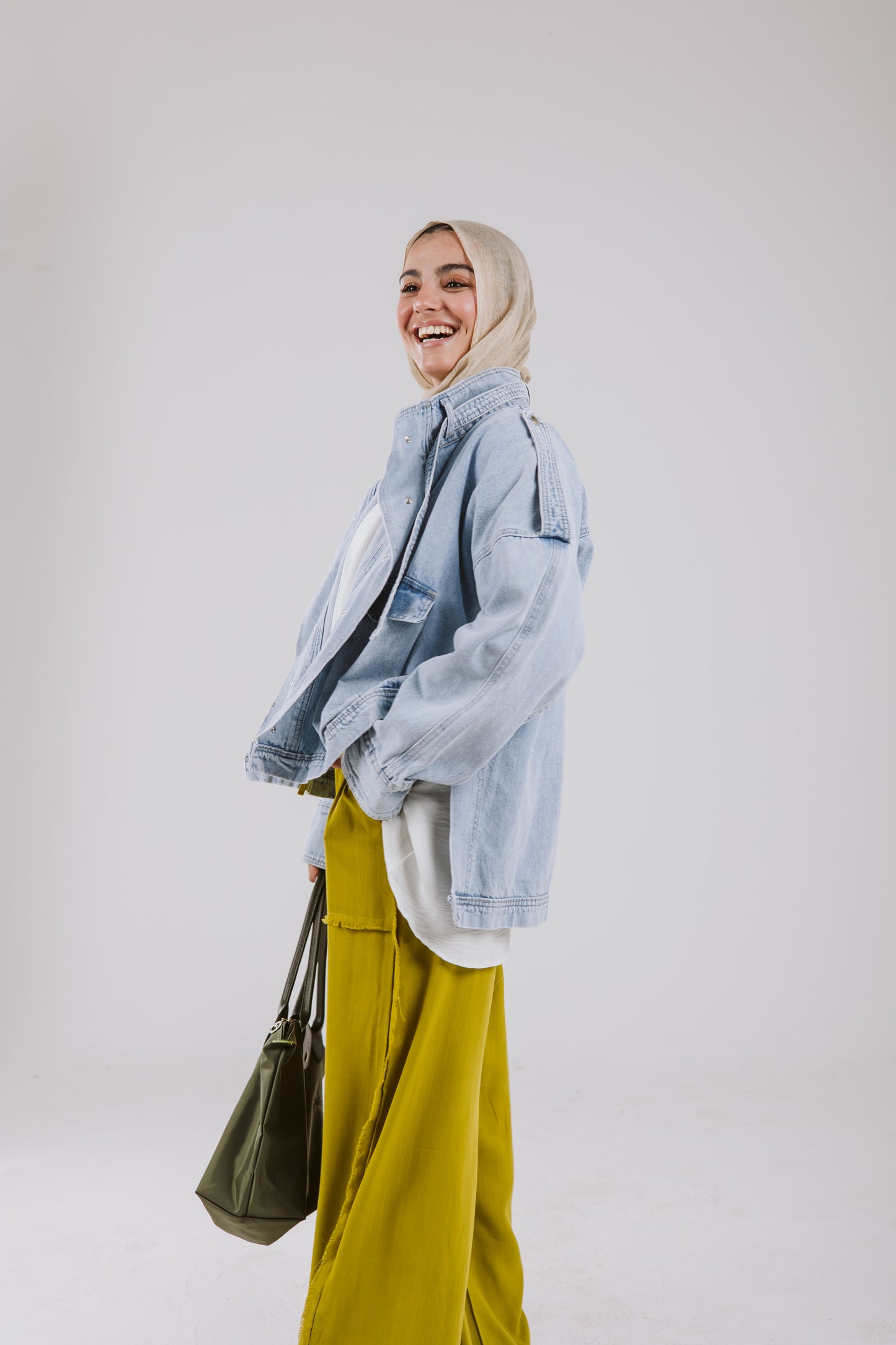 Pockets Denim High Low Jacket