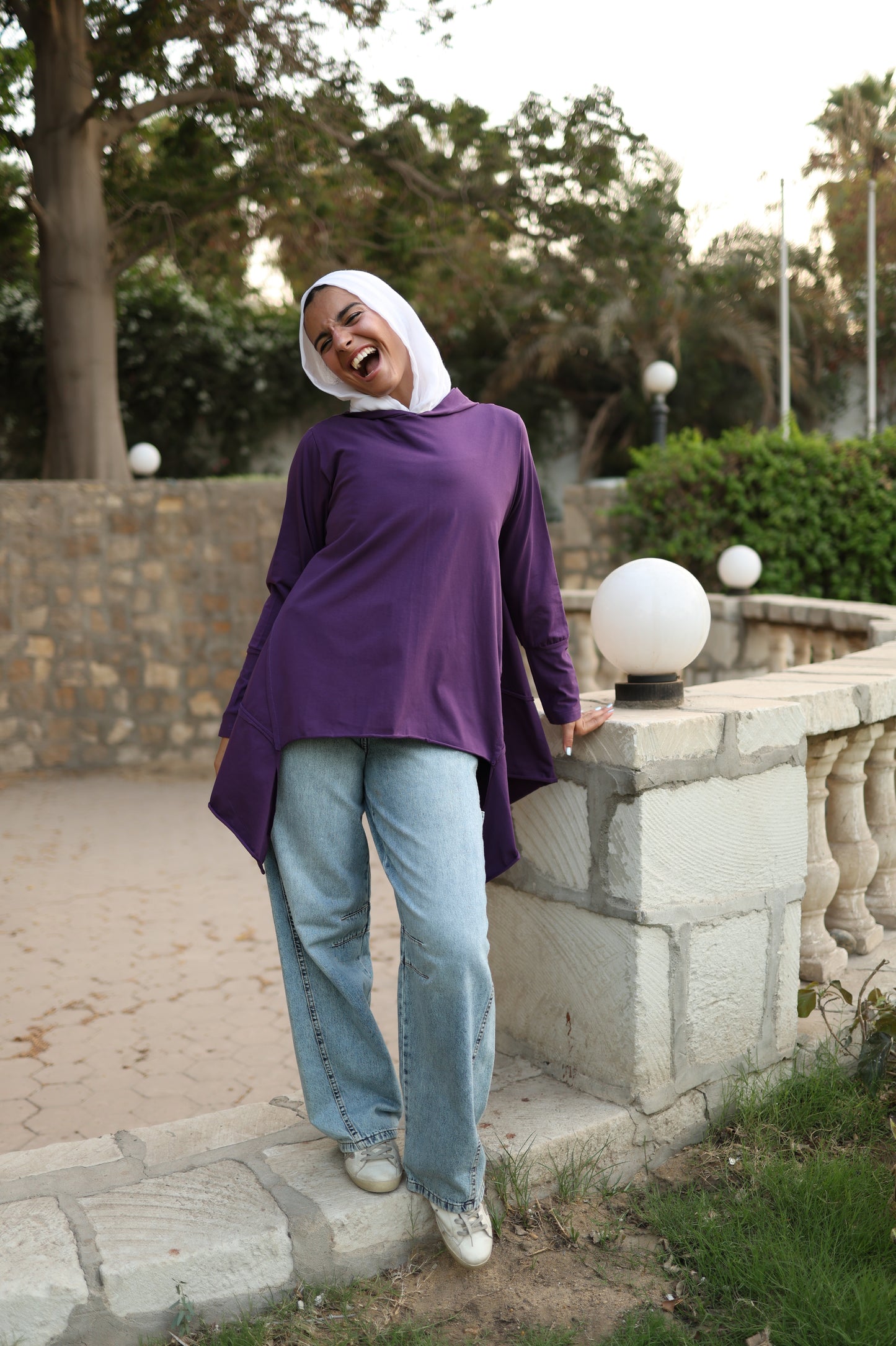 Stitches Side Cotton Top in Purple