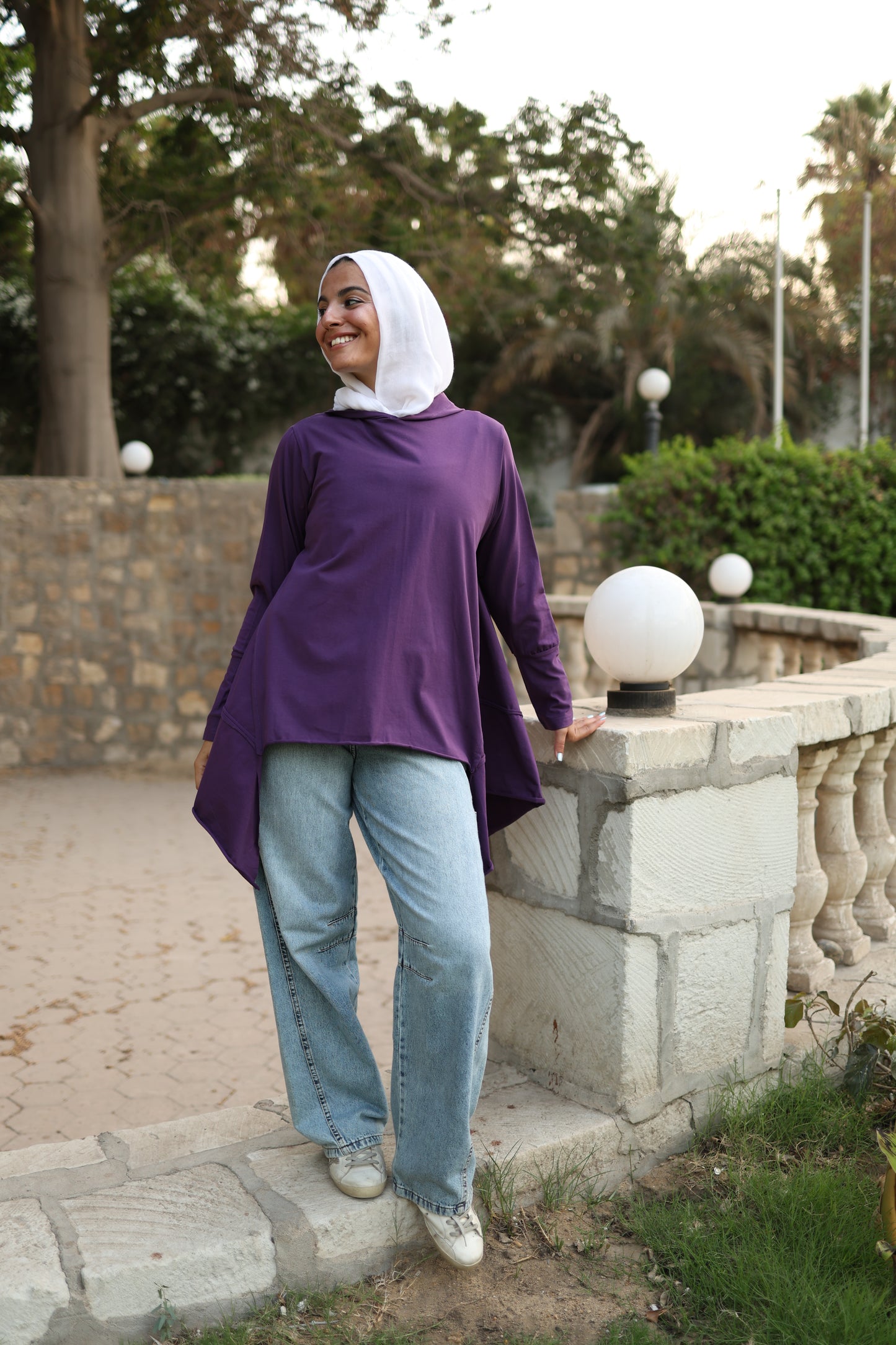 Stitches Side Cotton Top in Purple