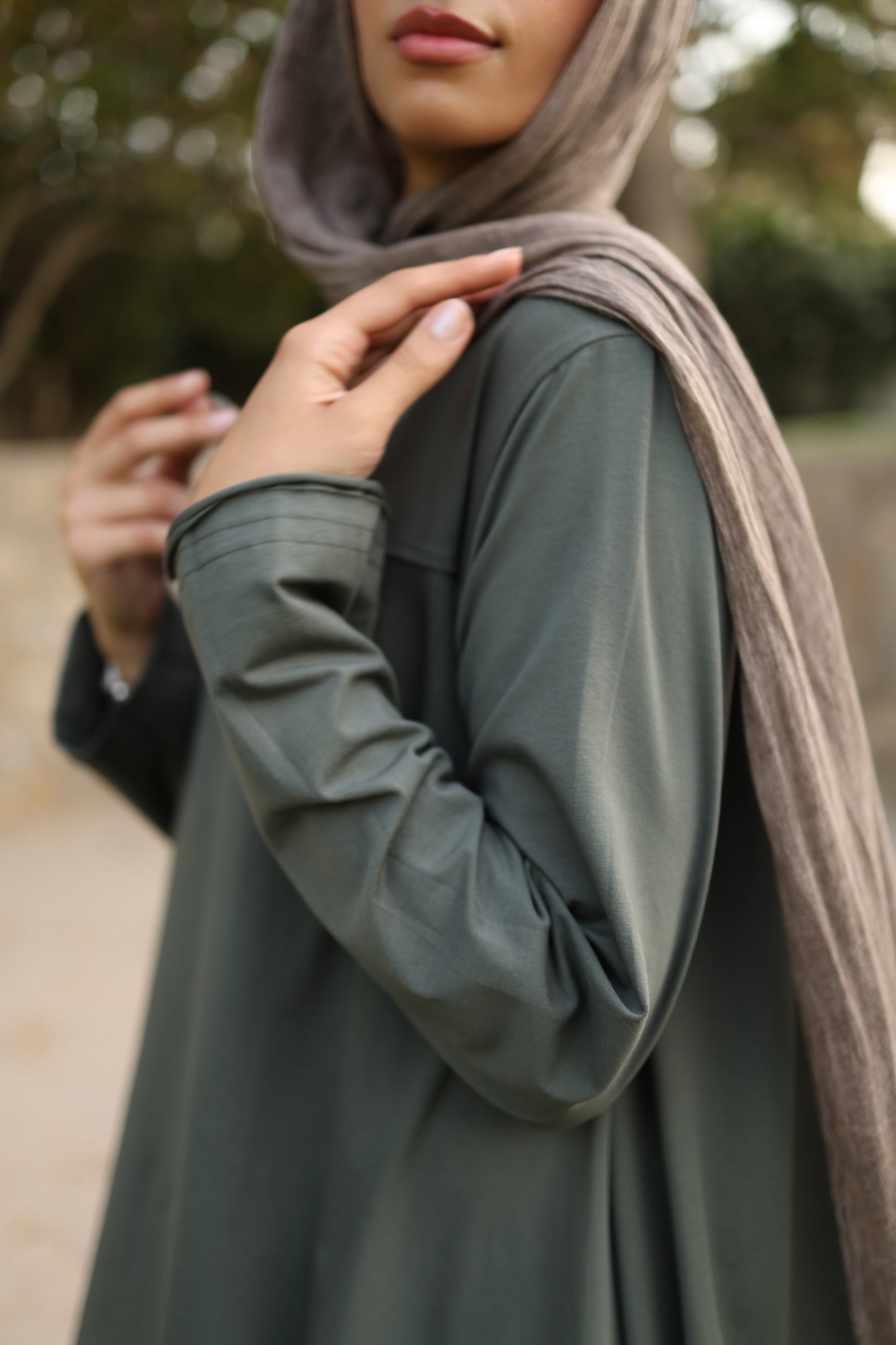 Long Side Cotton Top in Olive
