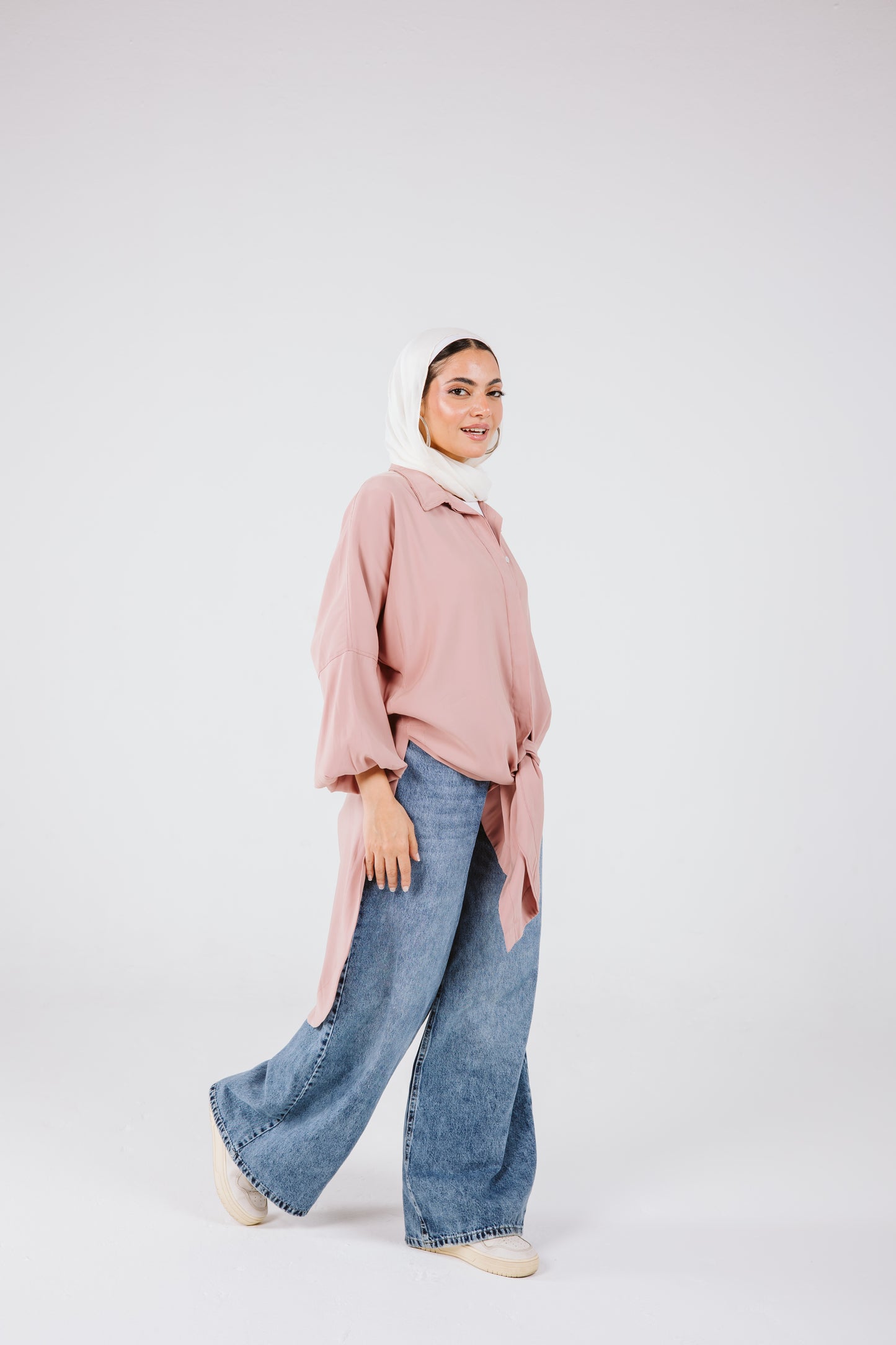 Puffy Sleeves Shirt in Dusty Pink