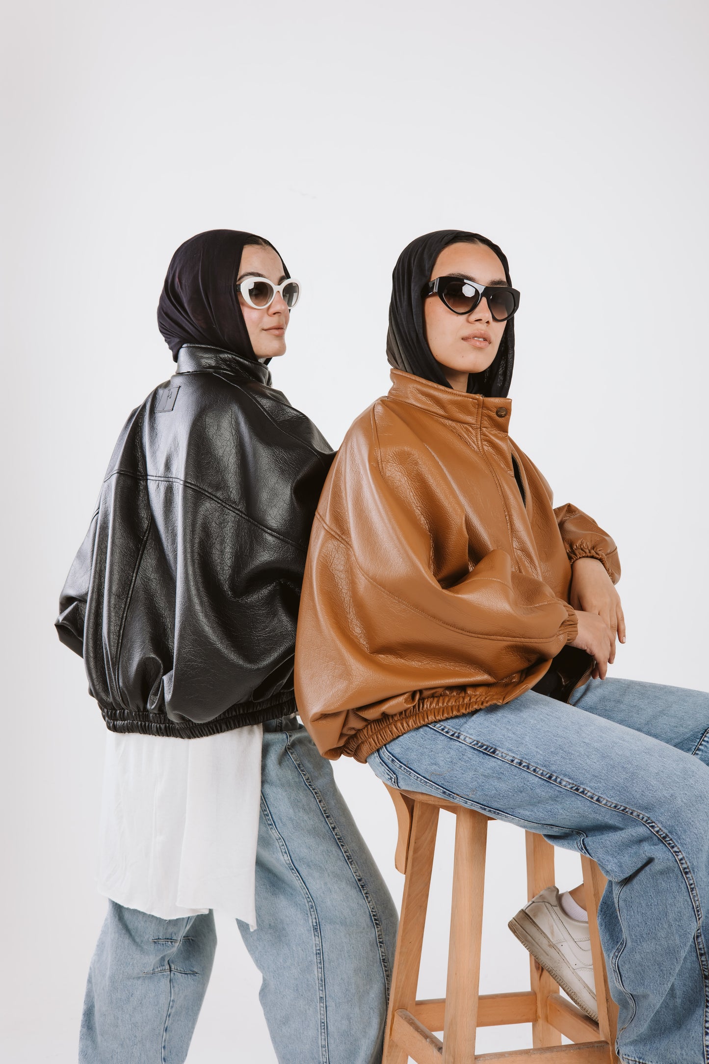 Oversized Leather Jacket in Black