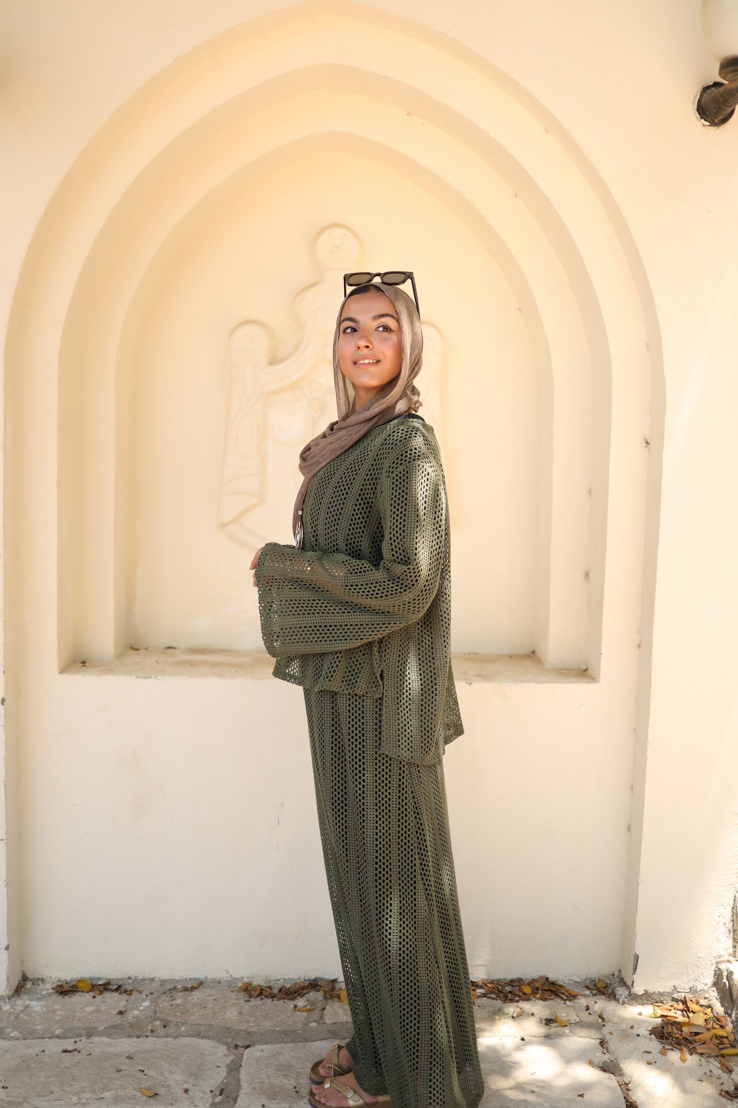Knittned Skirt Set in Olive