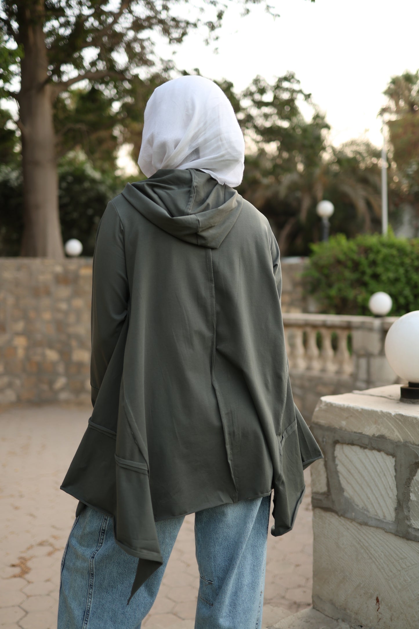 Stitches Side Hoodie Top in Olive