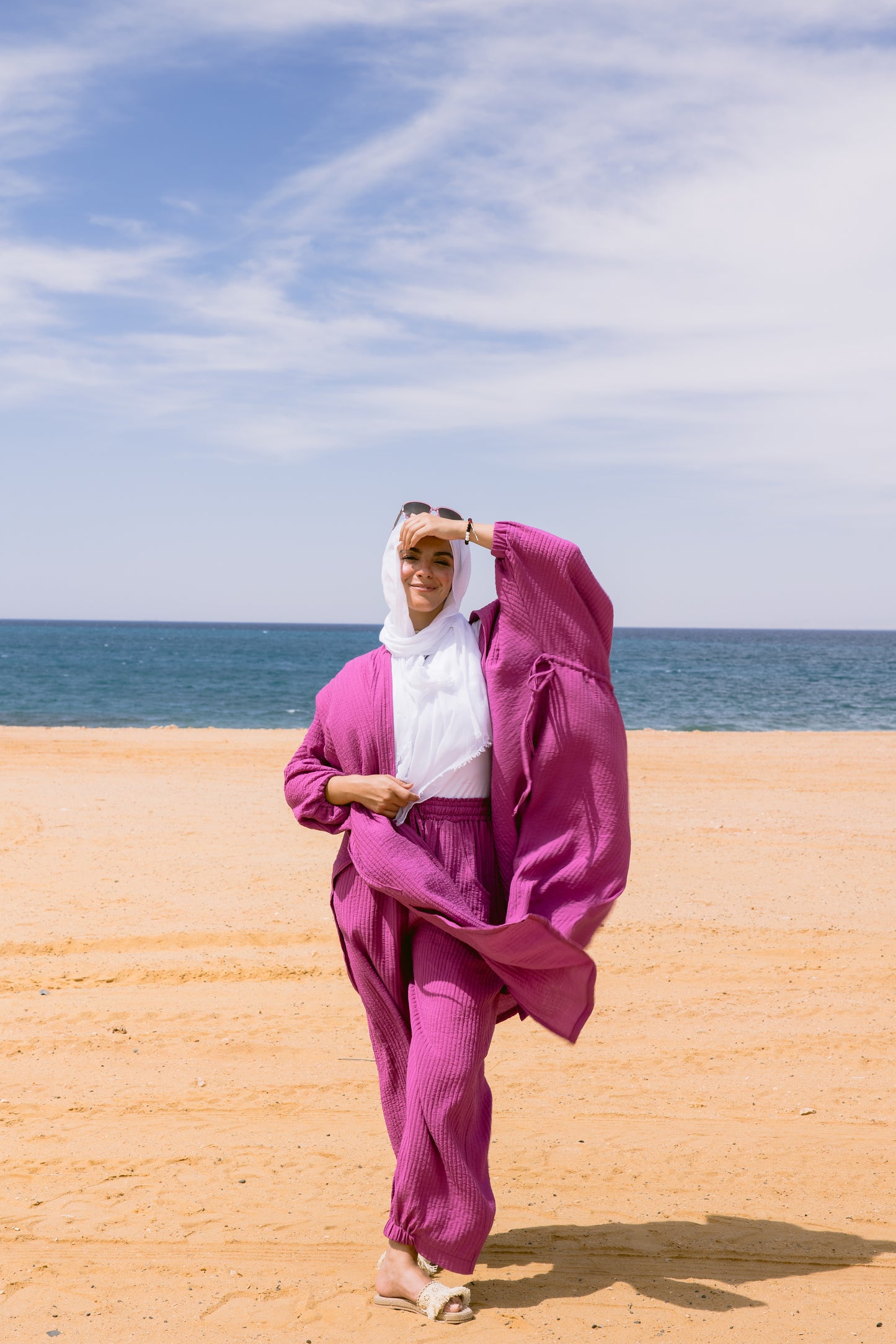 Puffy Sleeves Pleated Set in Mulberry