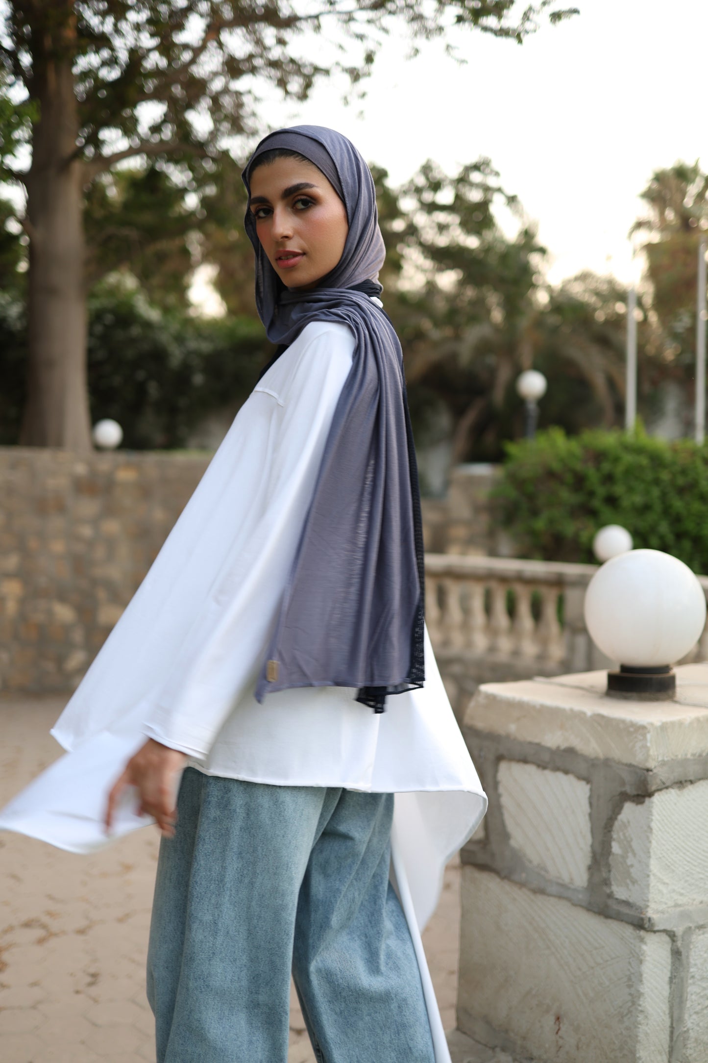 Long Side Cotton Top in White