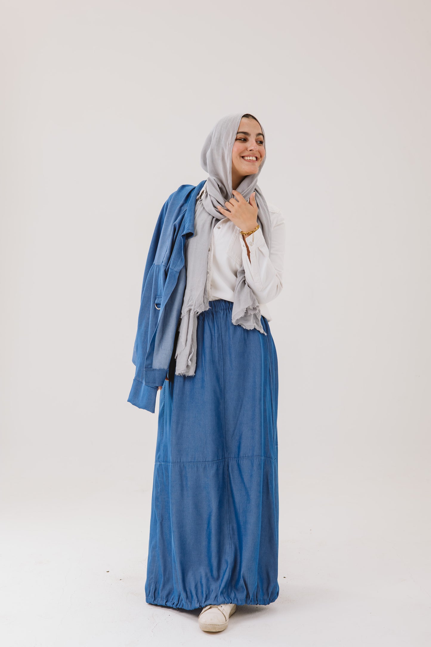 Parachute Skirt Set in Denim Blue