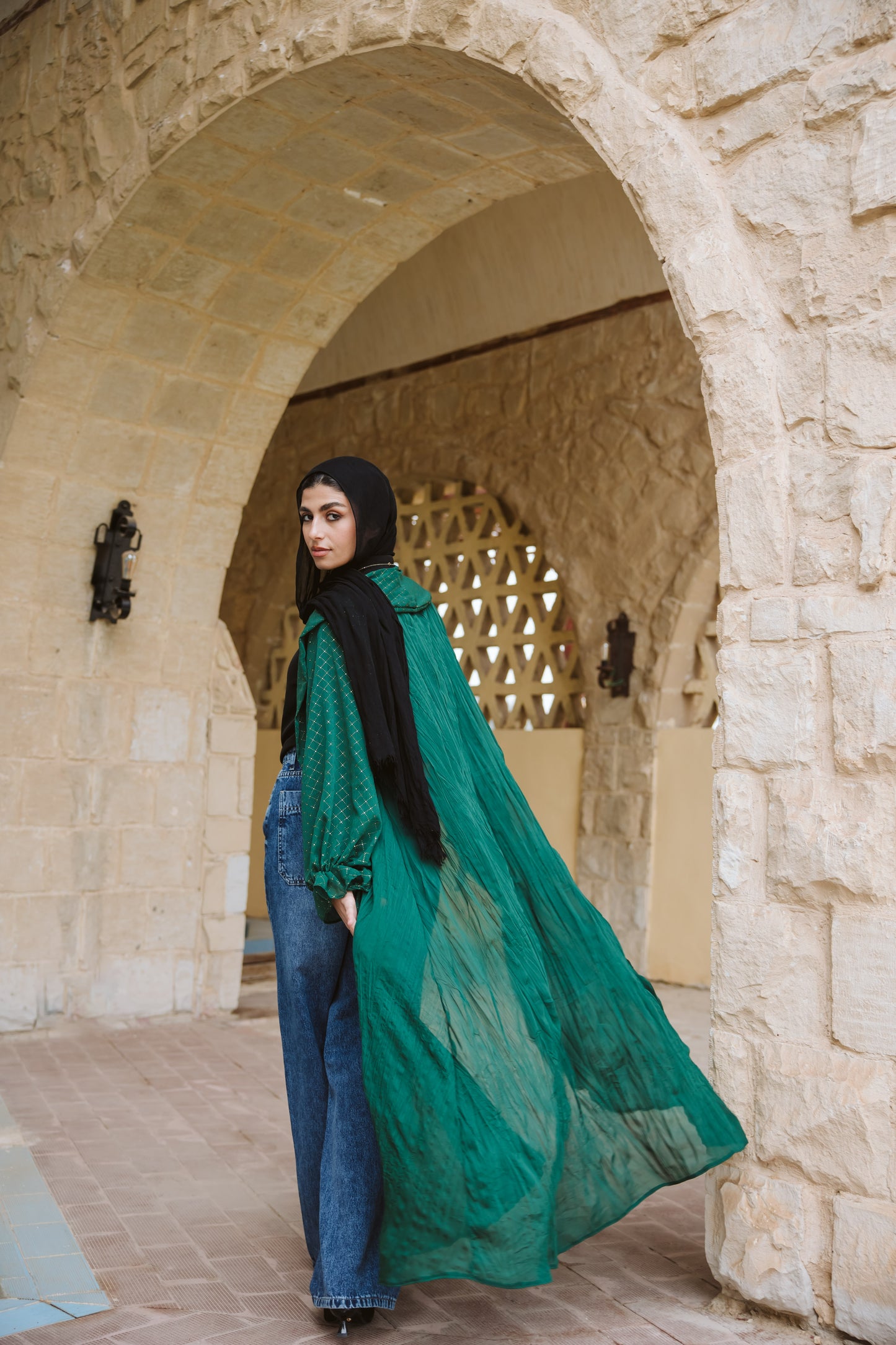 Sahar Kaftan in Emerald Green