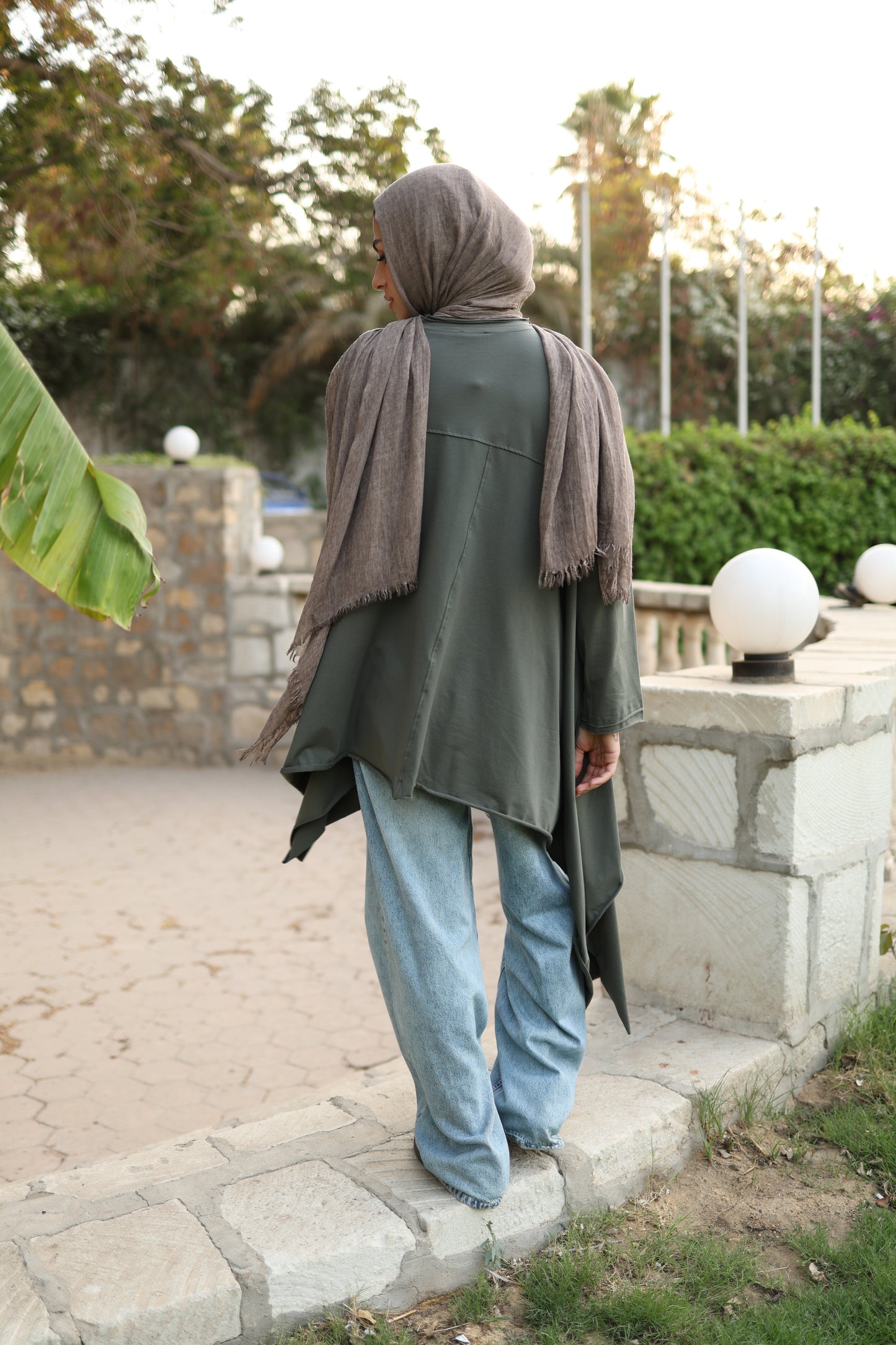 Long Side Cotton Top in Olive