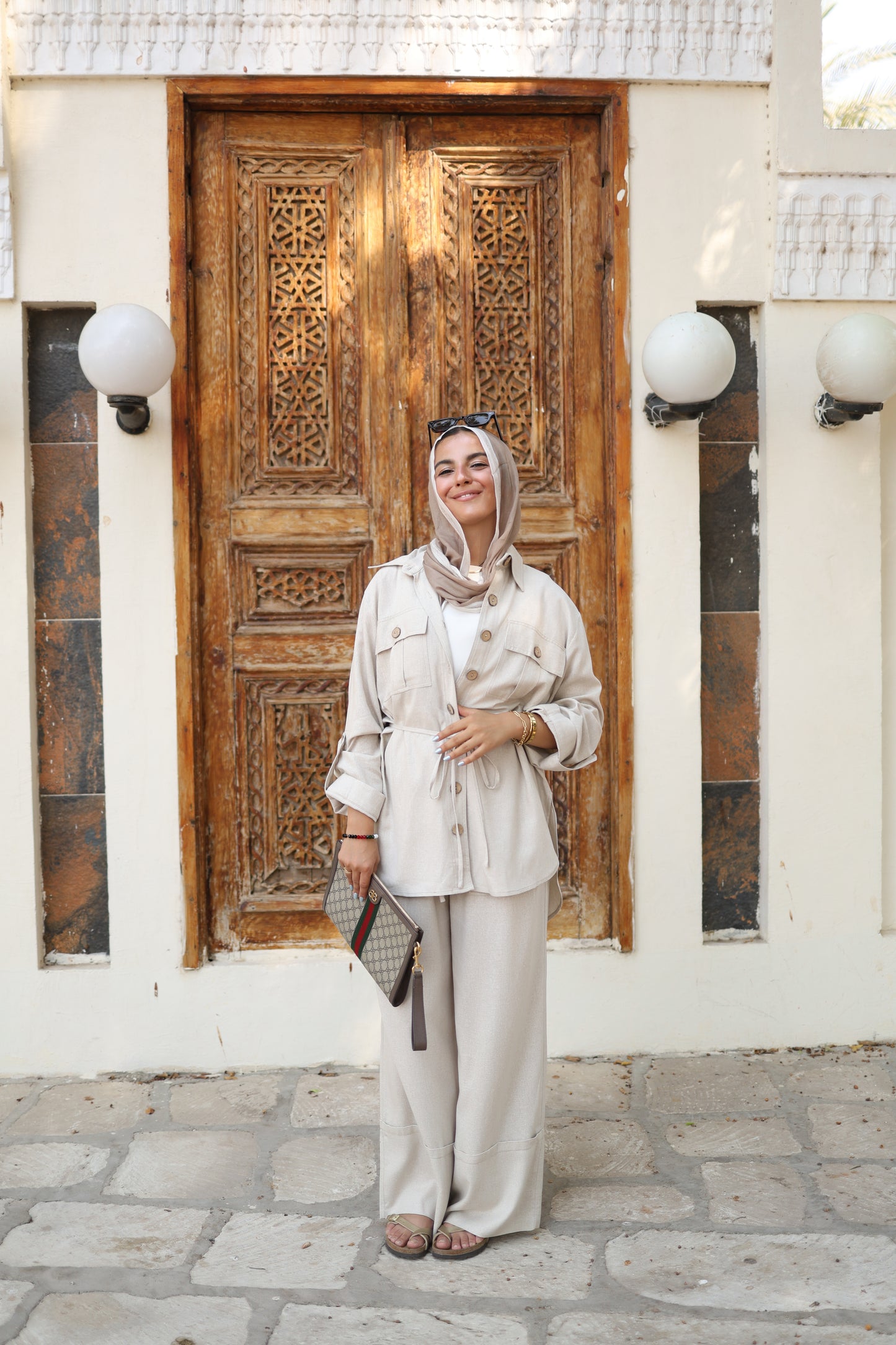 Linen wide Pants in Beige