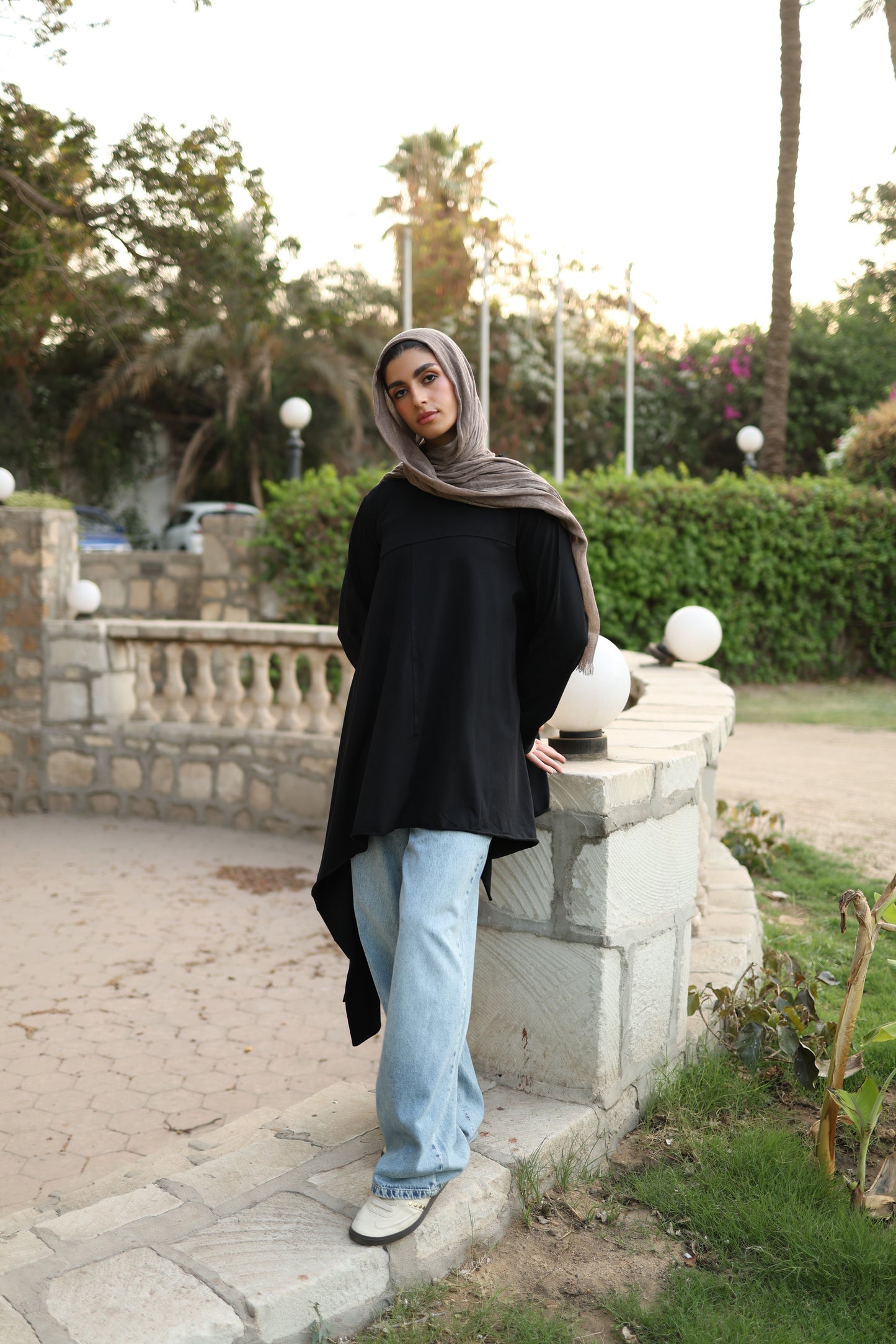 Long Side Cotton Top in Black