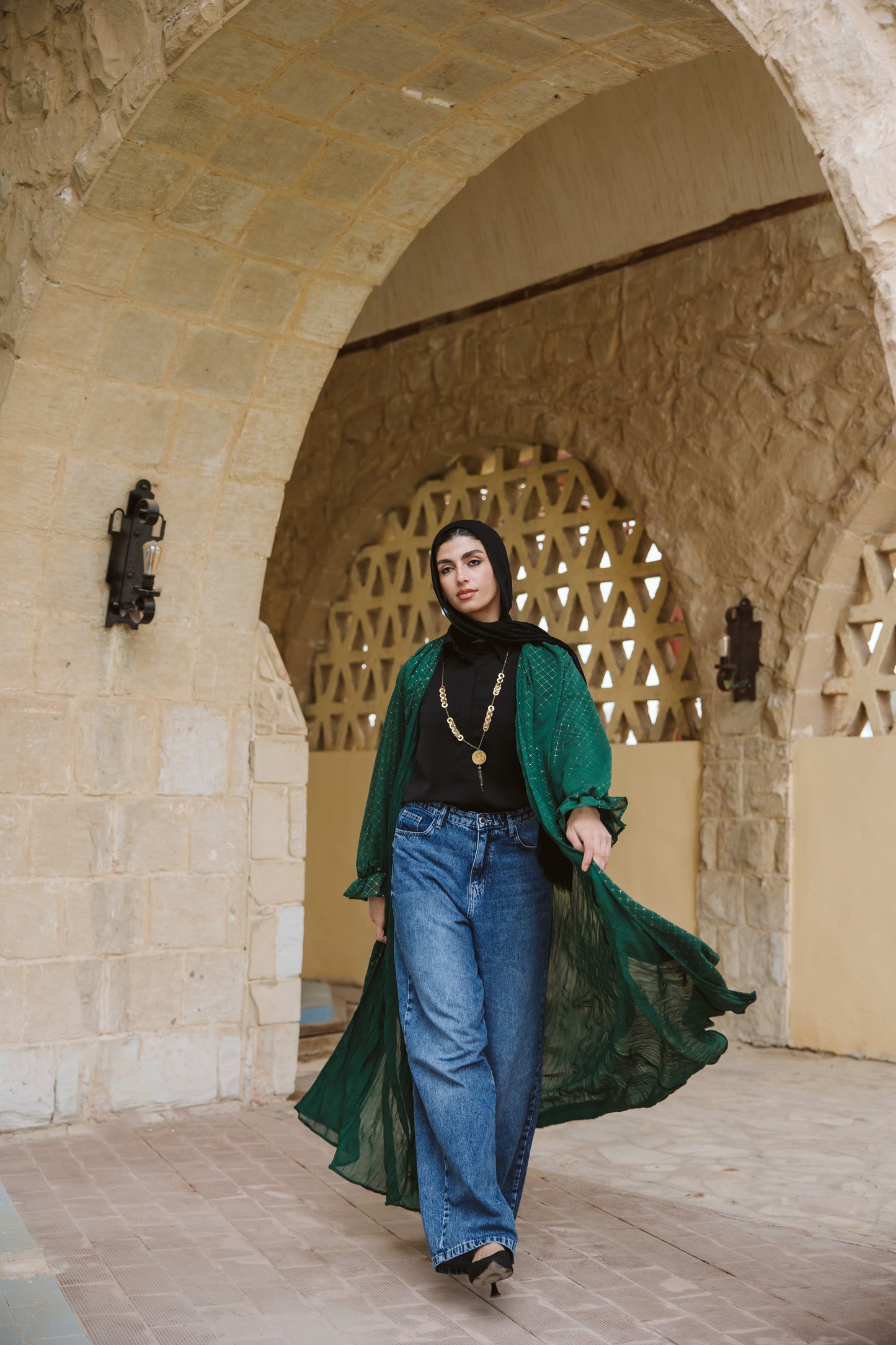 Sahar Kaftan in Emerald Green