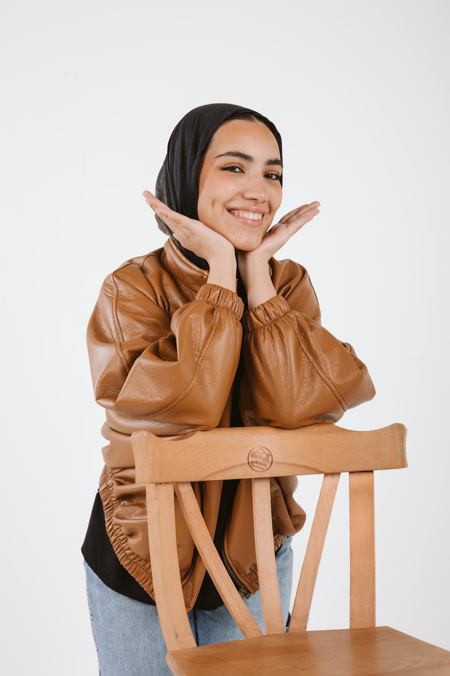 Oversized Leather Jacket in caramel