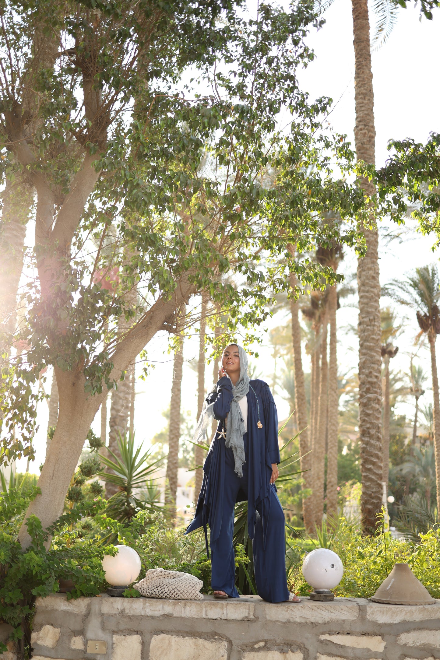 Asymmetrical Wrap Set in Navy Blue