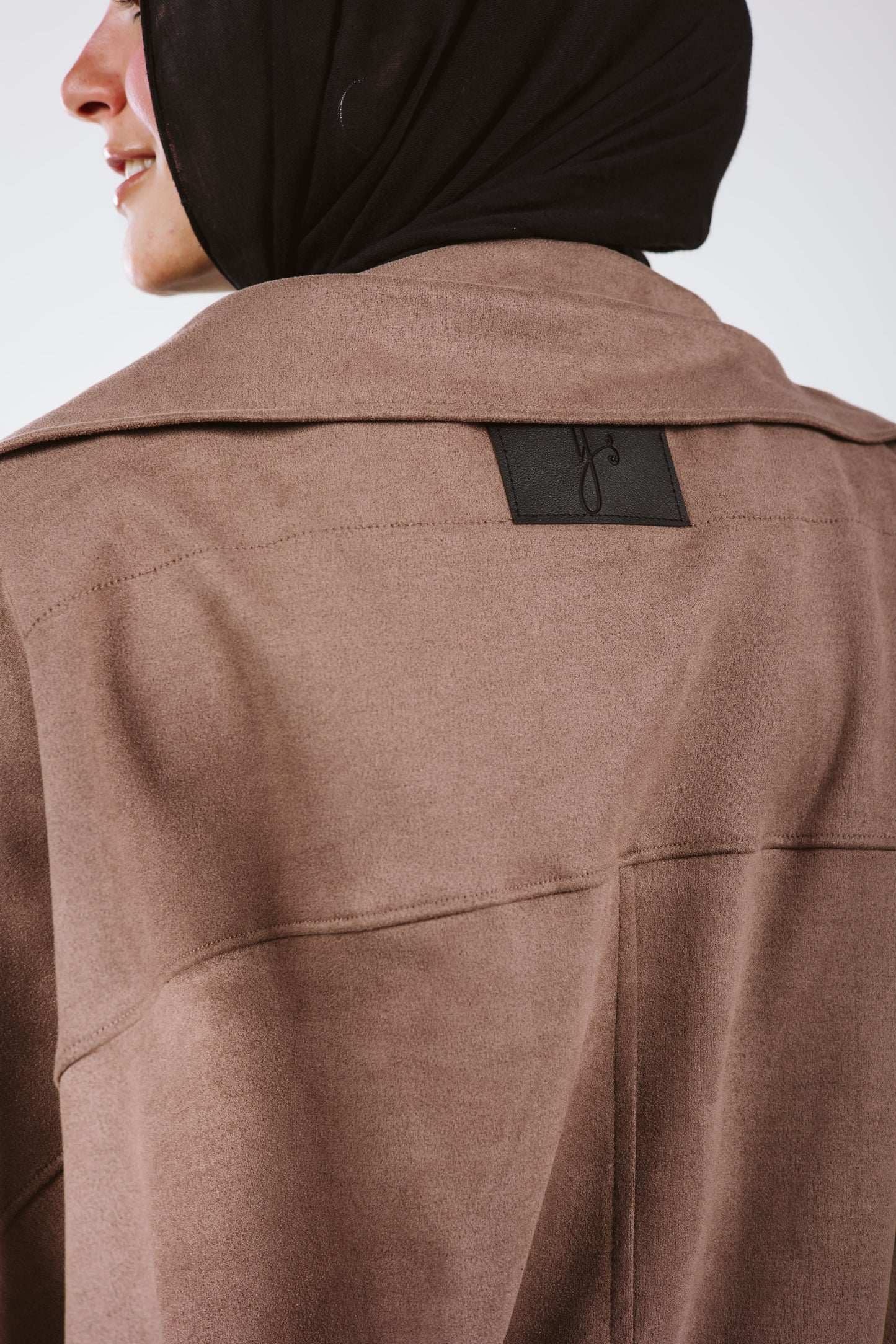 Oversized Suede Bomber Jacket in Moka